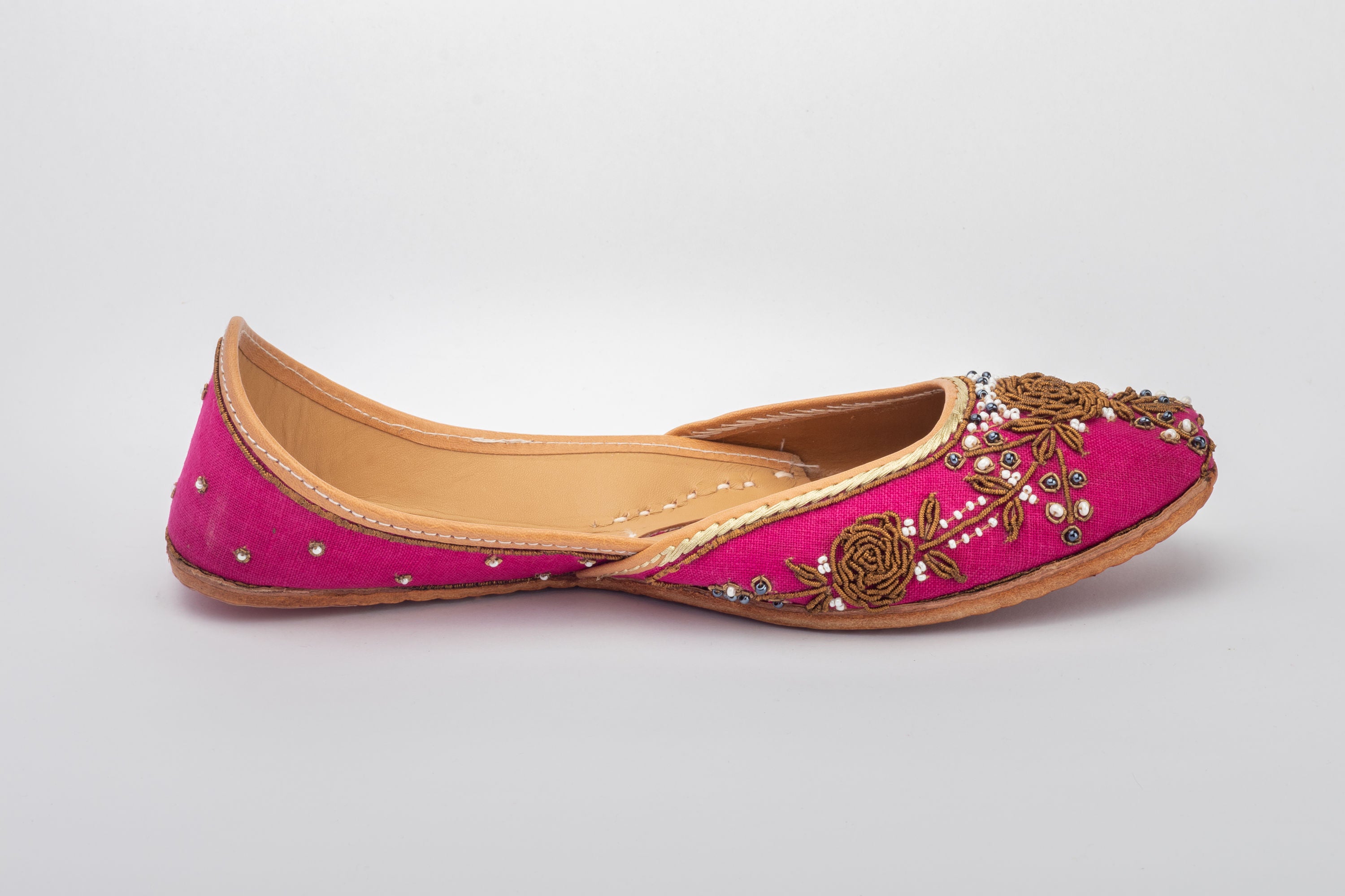 Rani Pink Hand embroidered Juttis
