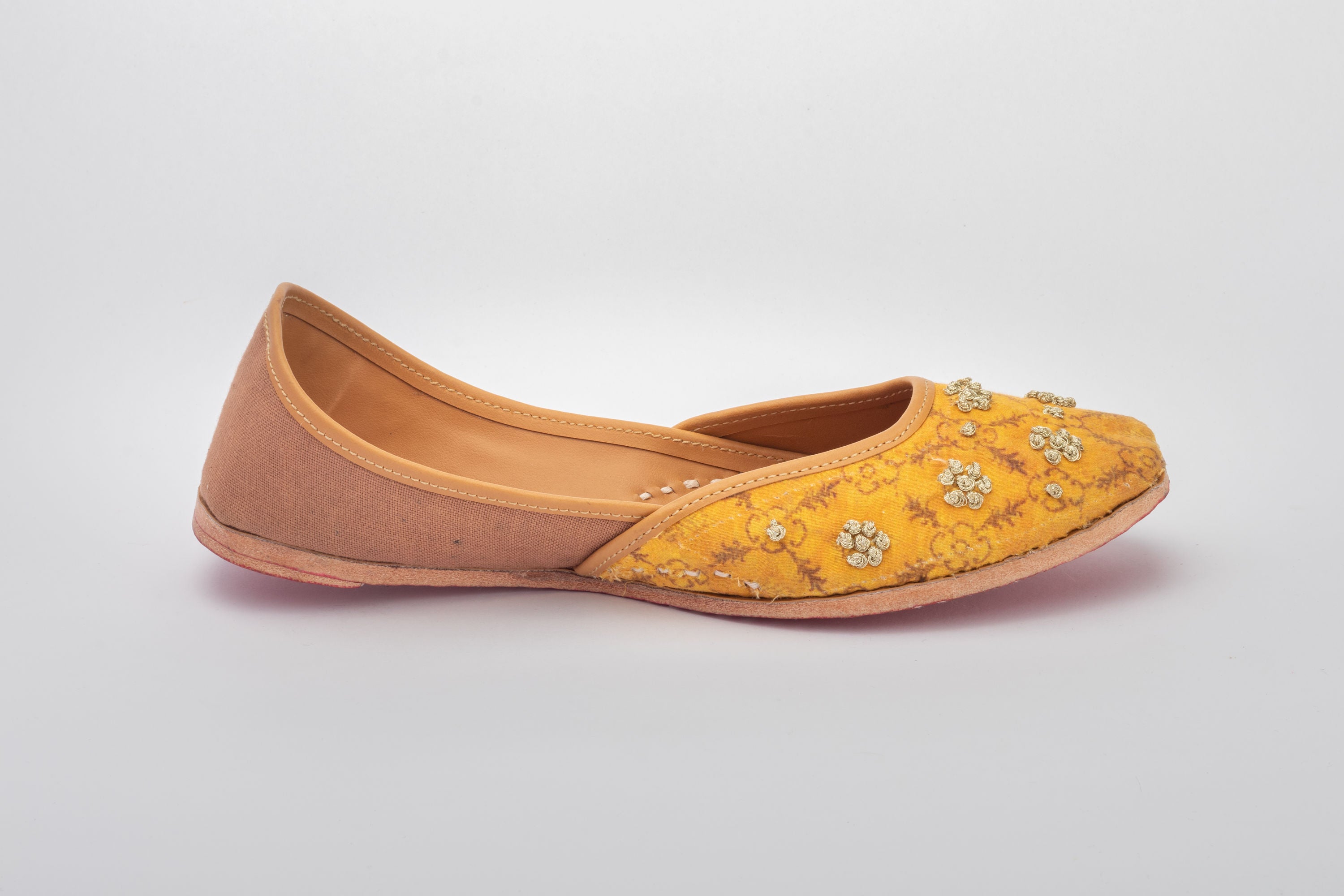 Mustard Yellow Hand embroidered Juttis