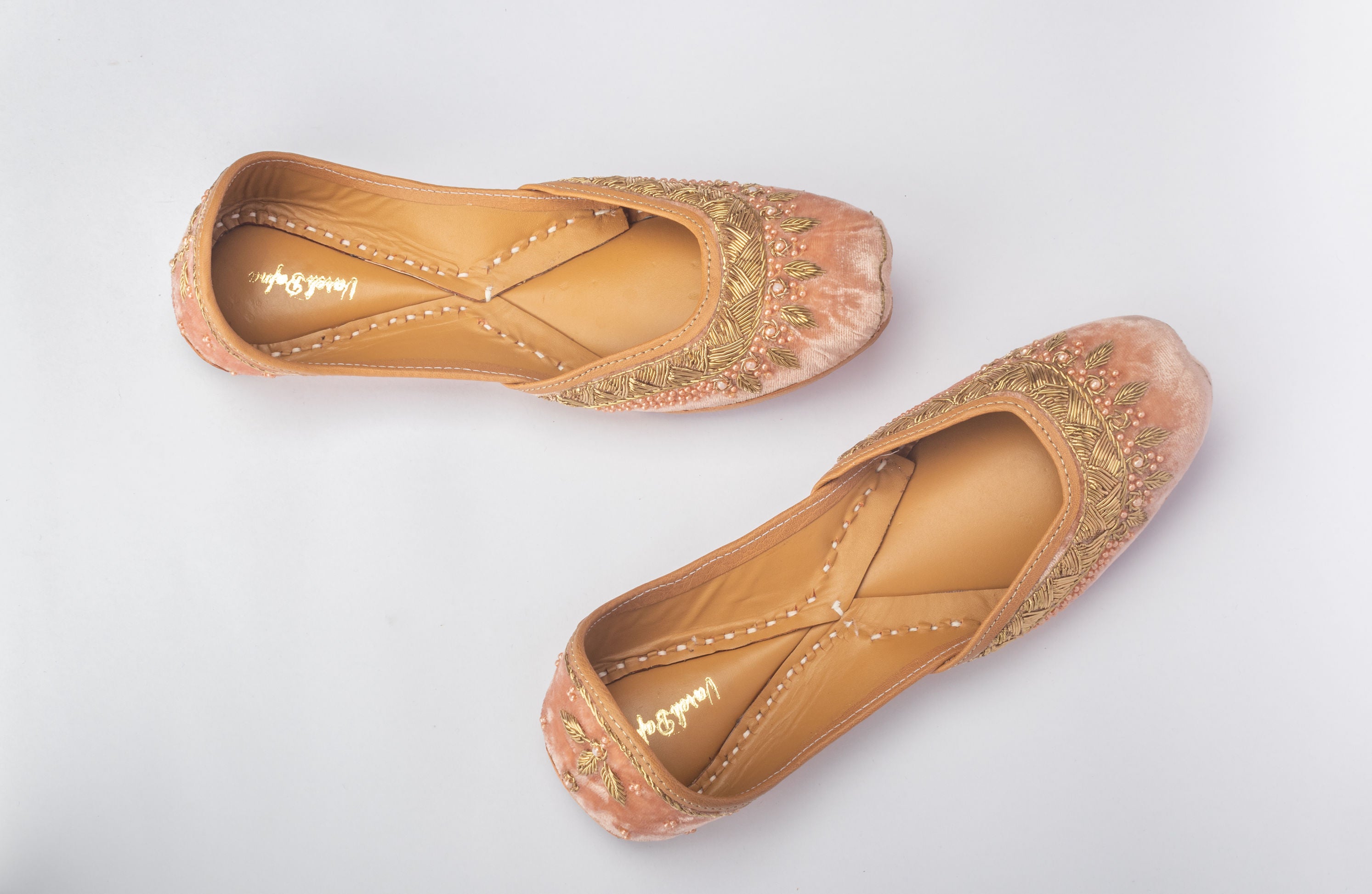 Onion Pink Hand embroidered Juttis