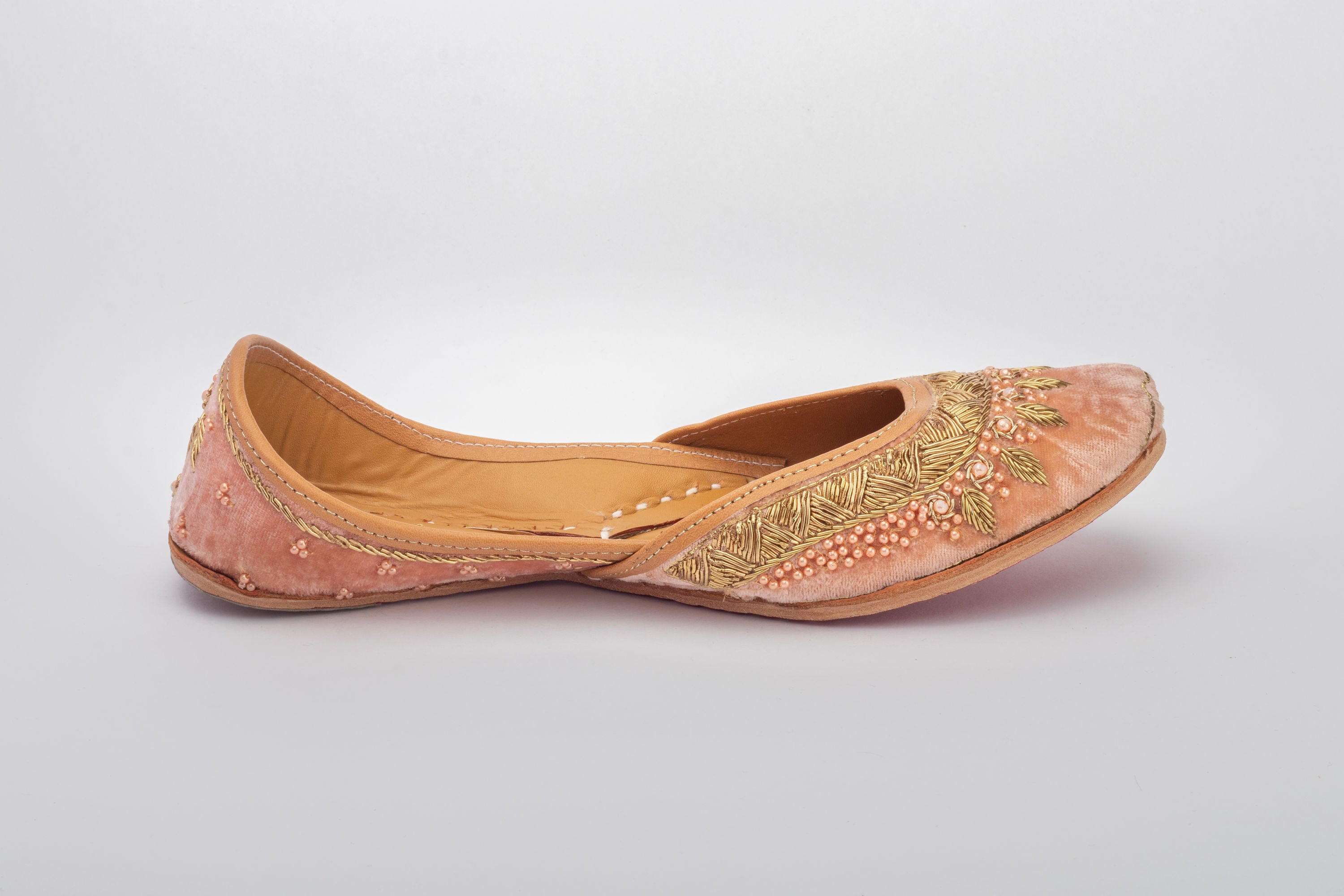 Onion Pink Hand embroidered Juttis