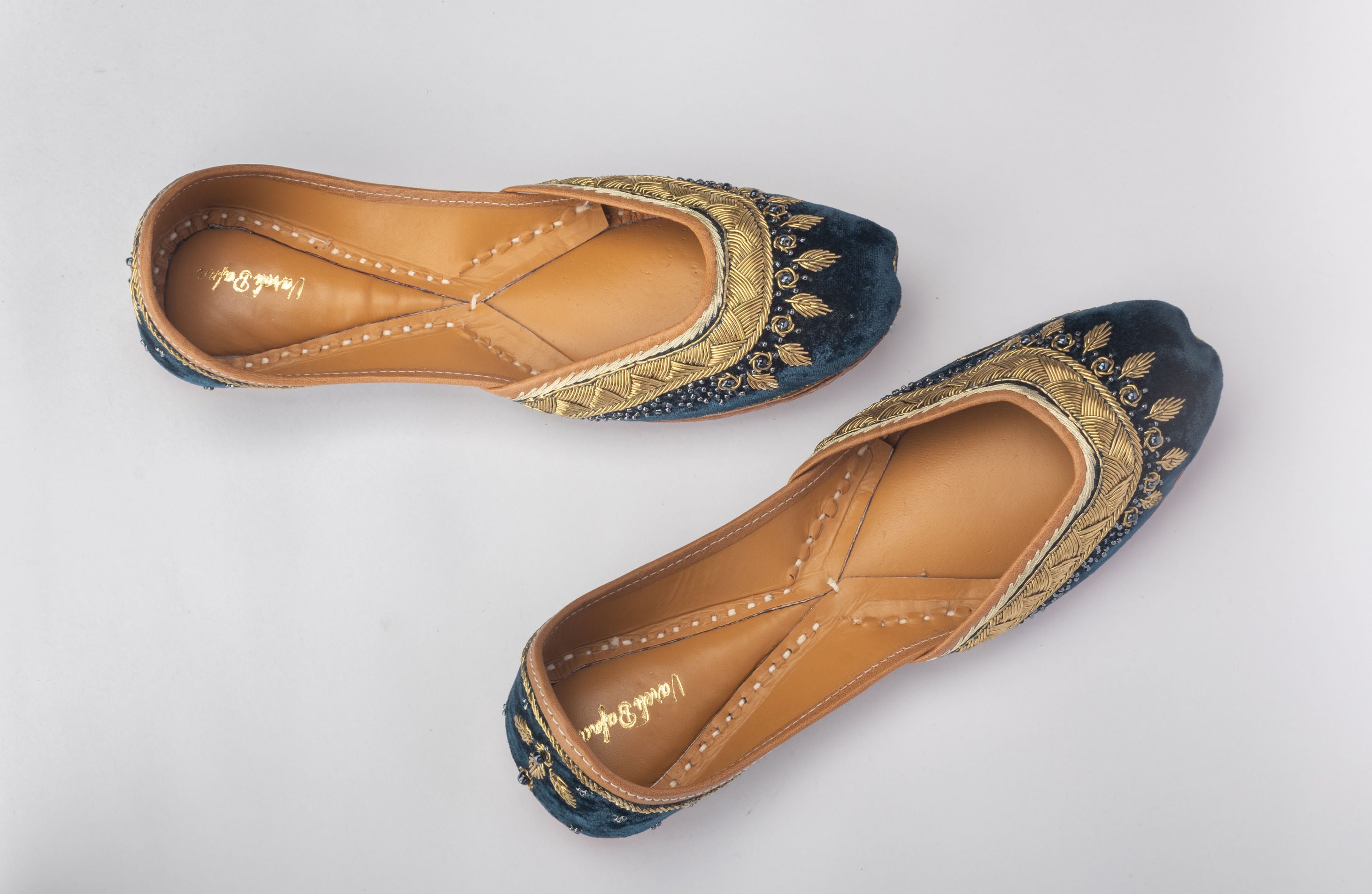Teal blue Hand embroidered Juttis
