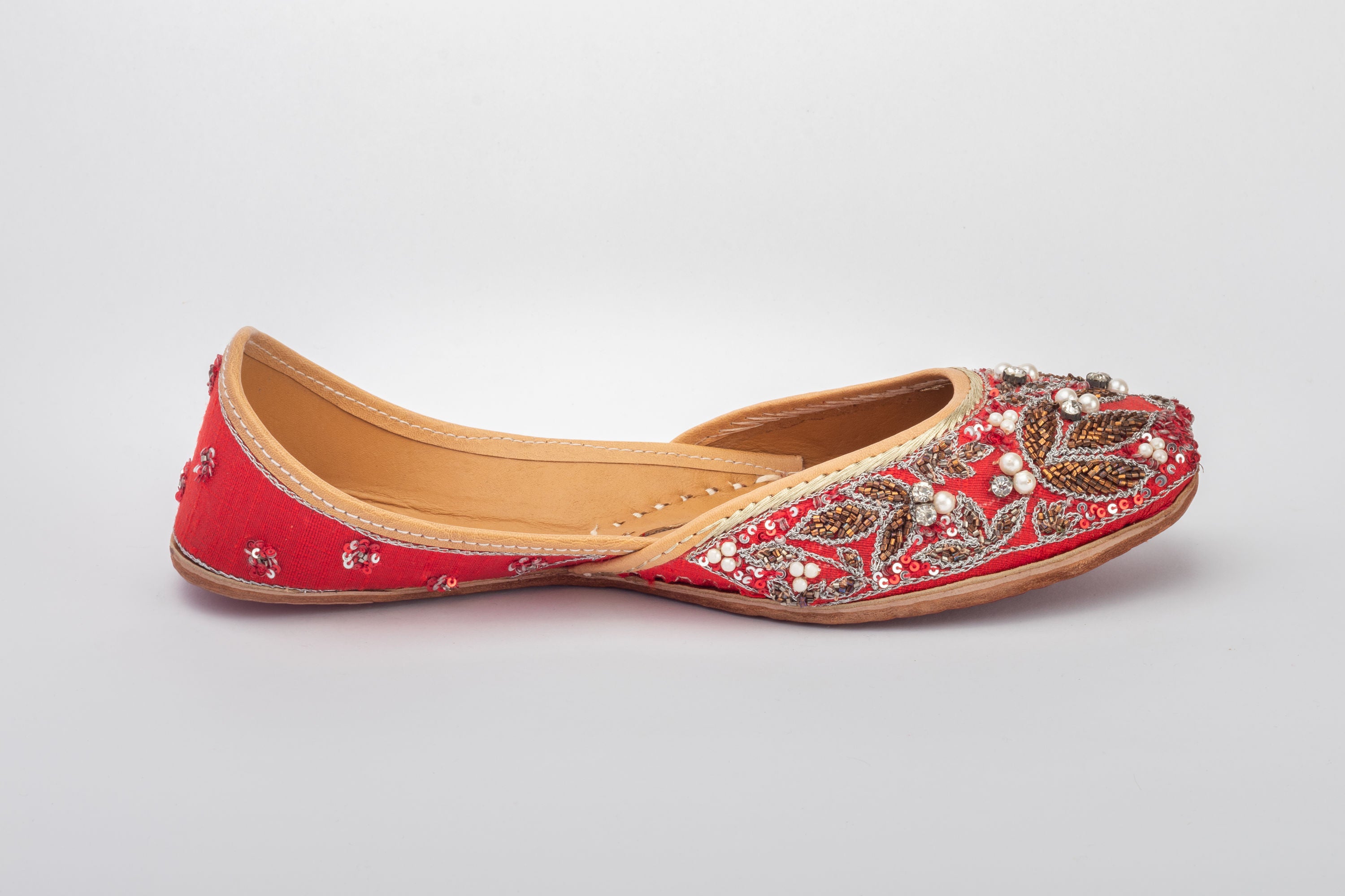 Red Hand embroidered Juttis