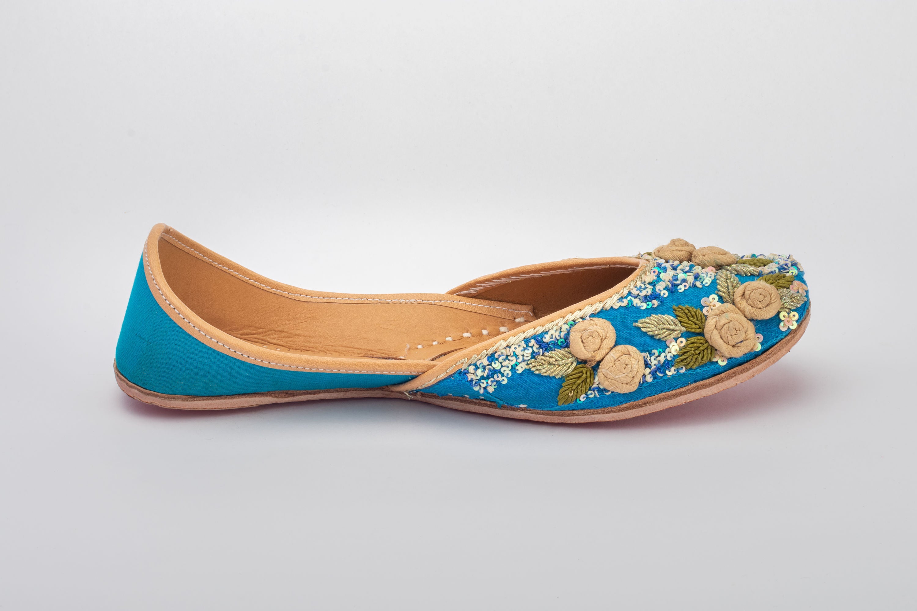 Blue Hand embroidered Juttis