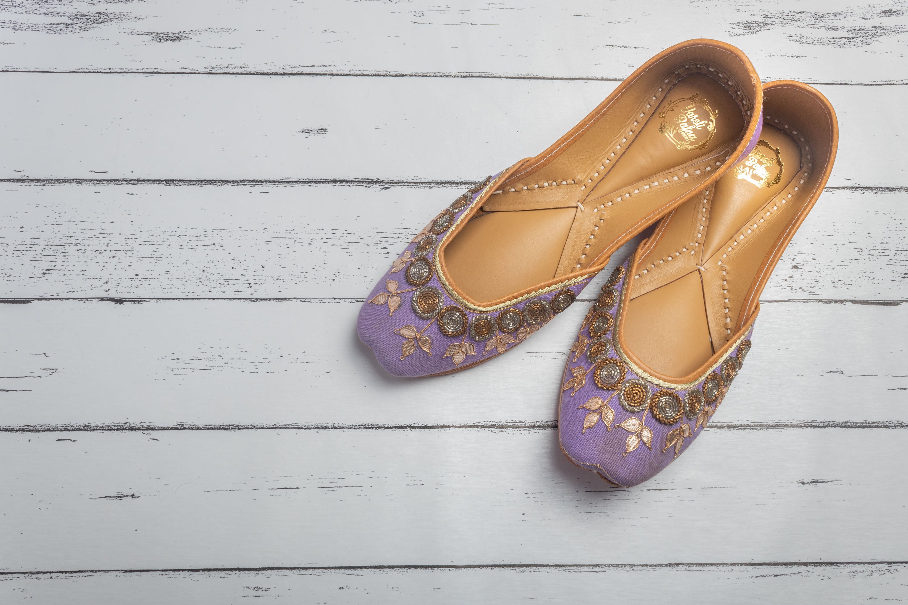 Purple Hand embroidered Juttis