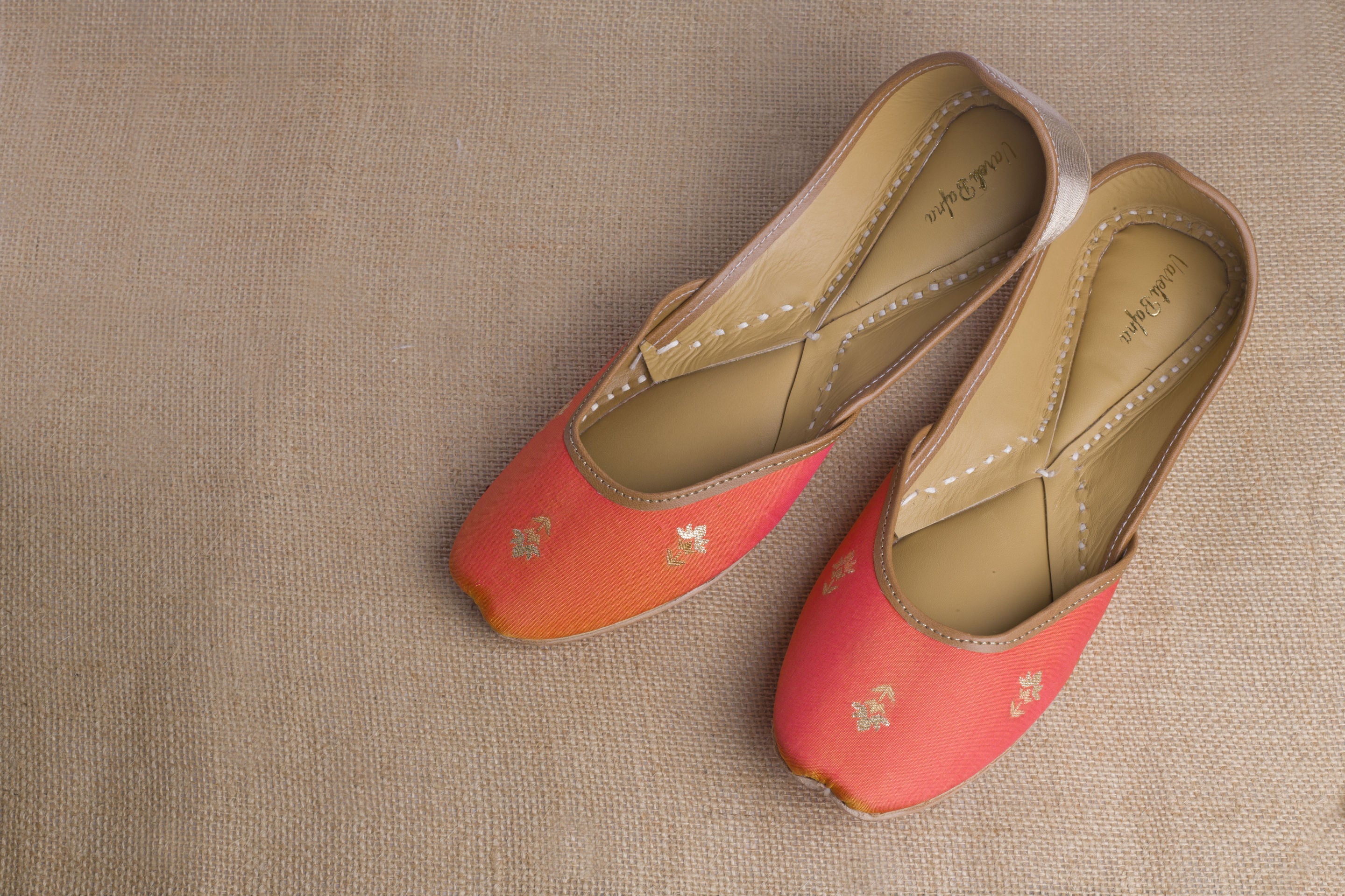 Orange Hand embroidered Juttis