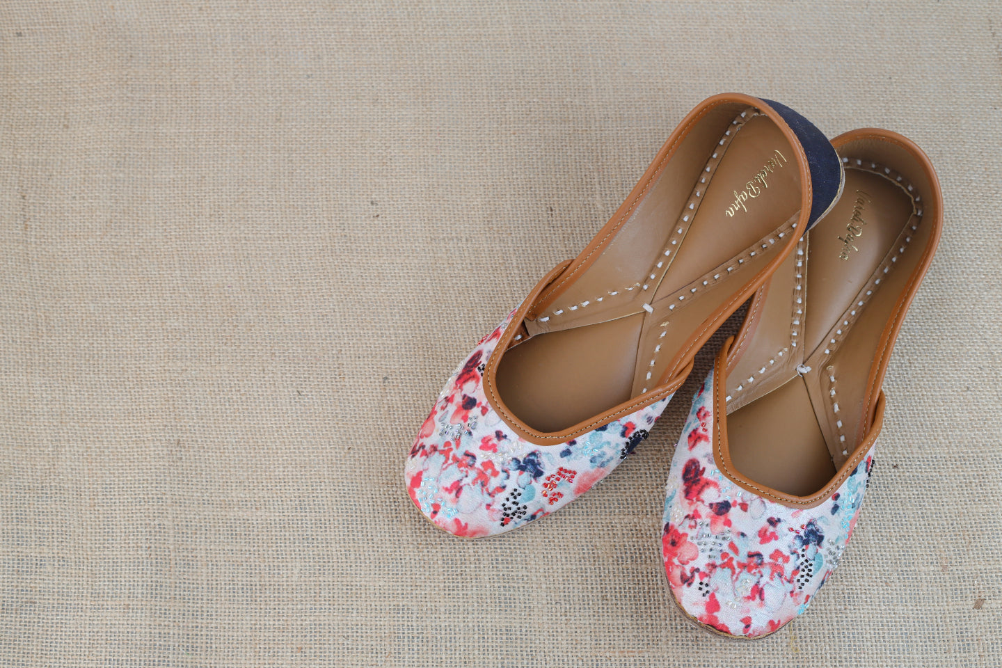 watermelon red Hand embroidered Juttis