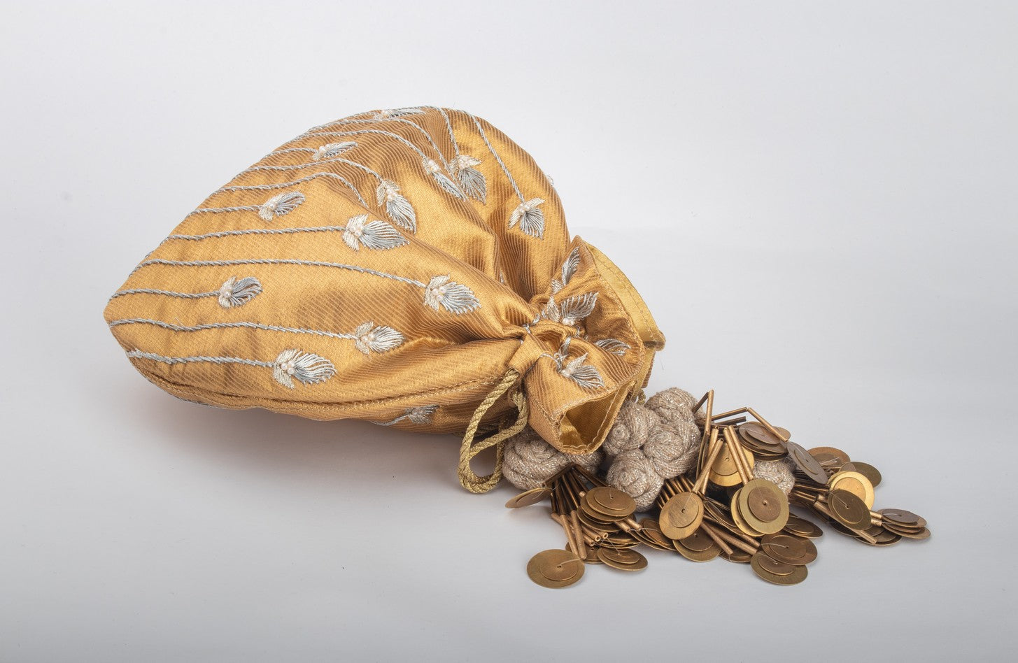 Banarasi gold fabric and contrasting silver