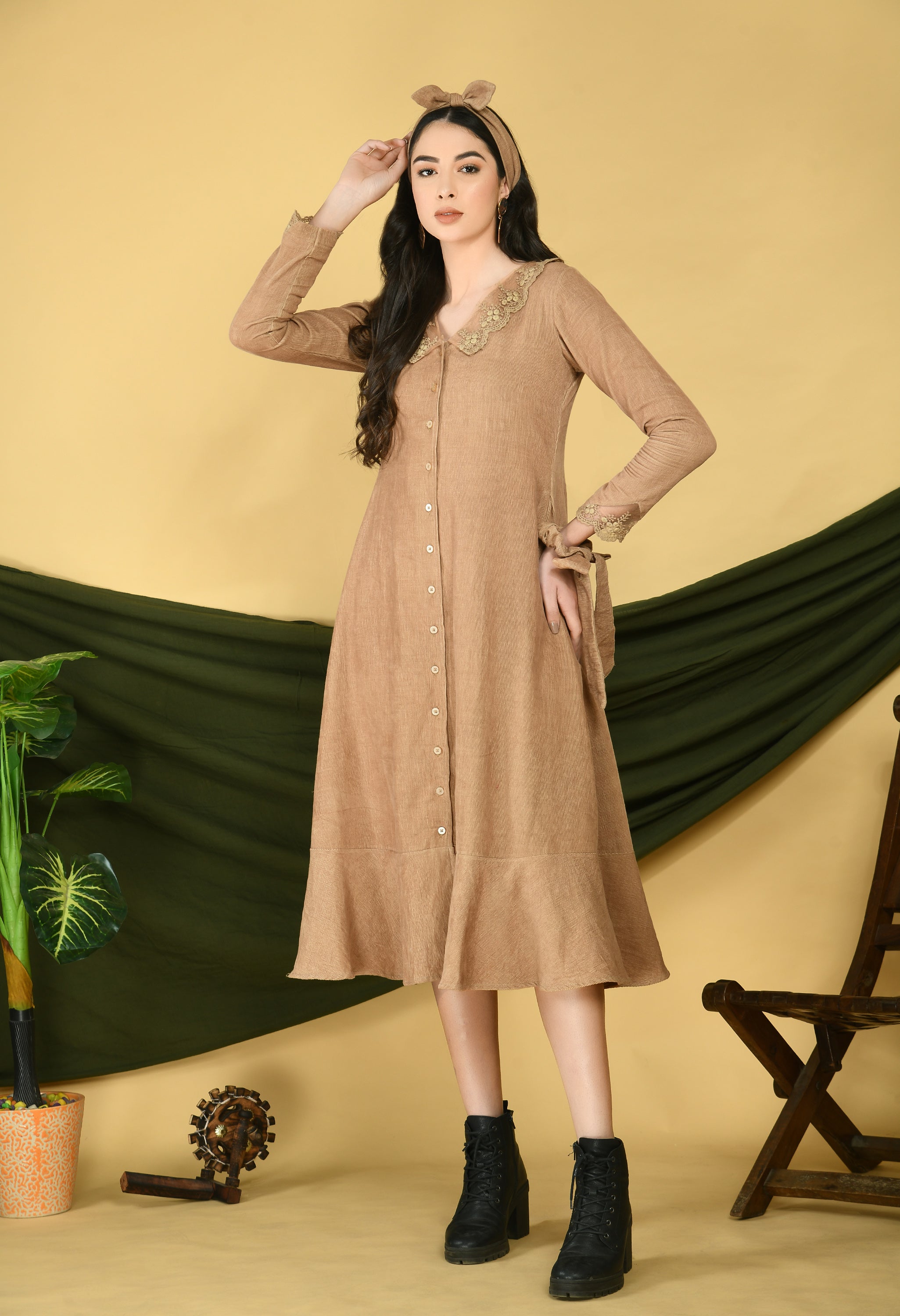 Khaki Corduroy Dress