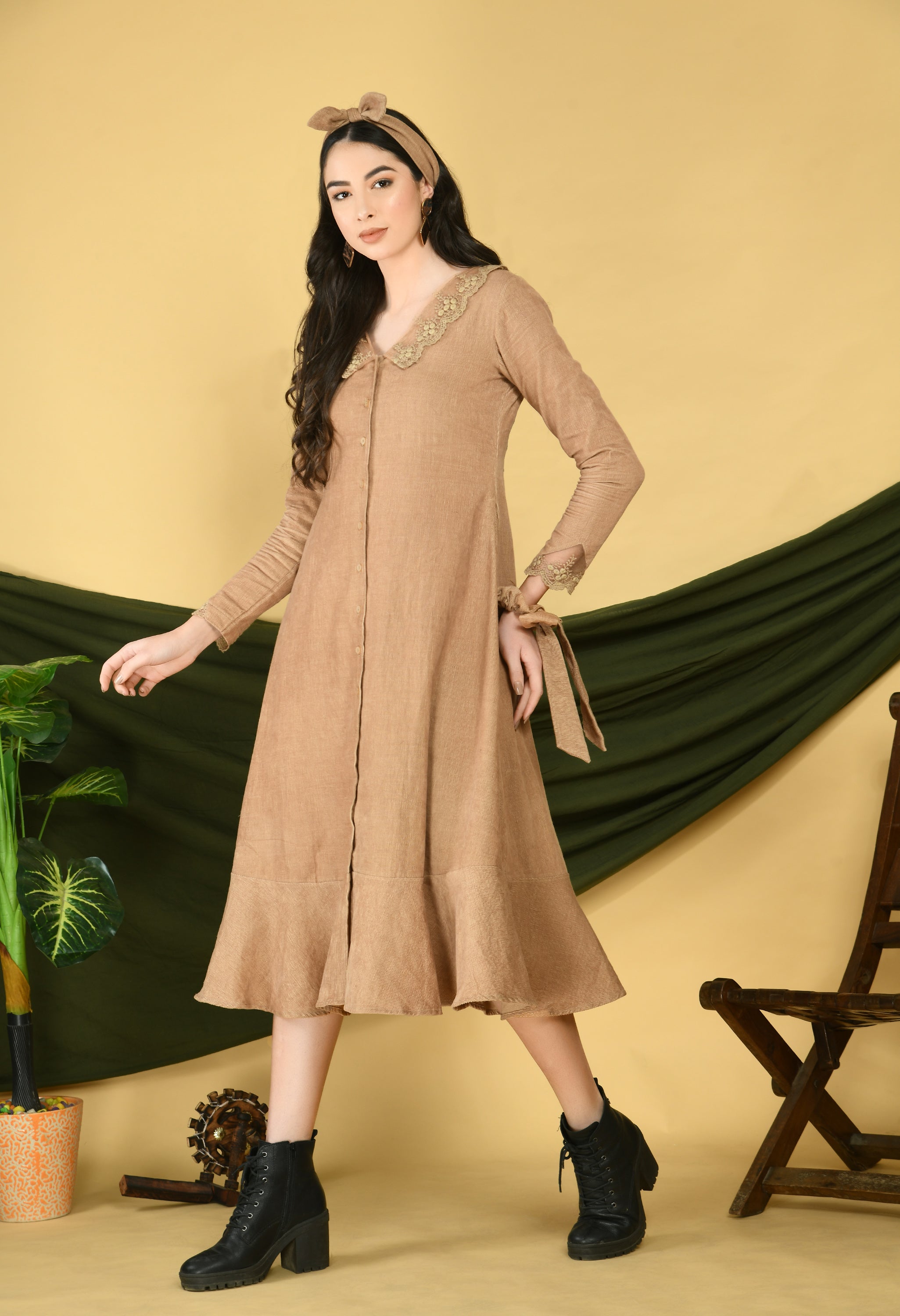 Khaki Corduroy Dress