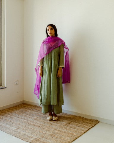 green kurta set with dupatta