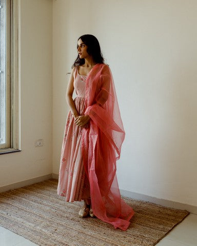 old rose anarkali set