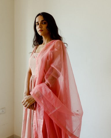 old rose anarkali set