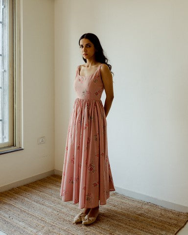 old rose anarkali set