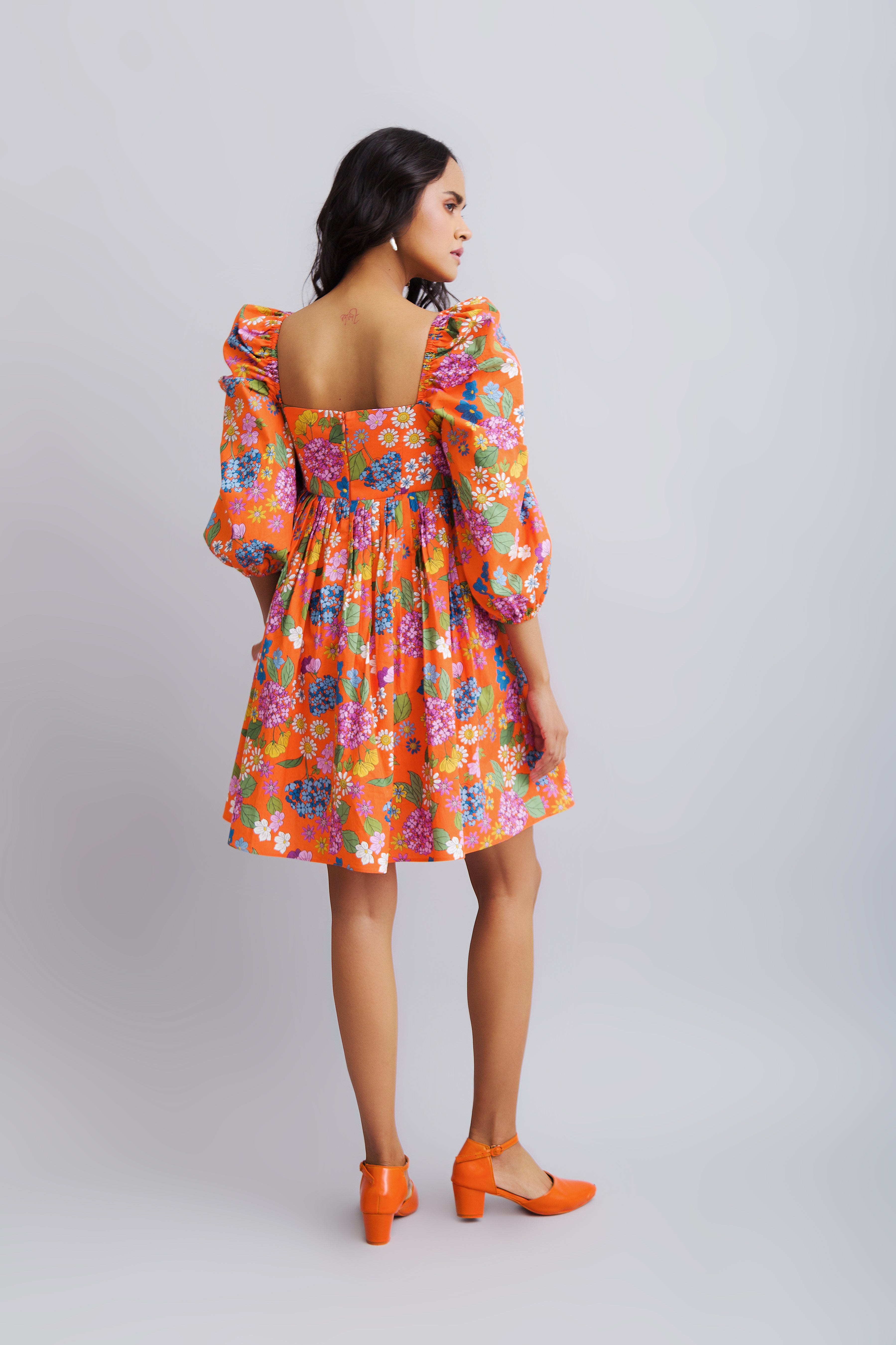 floral puff sleeve dress
