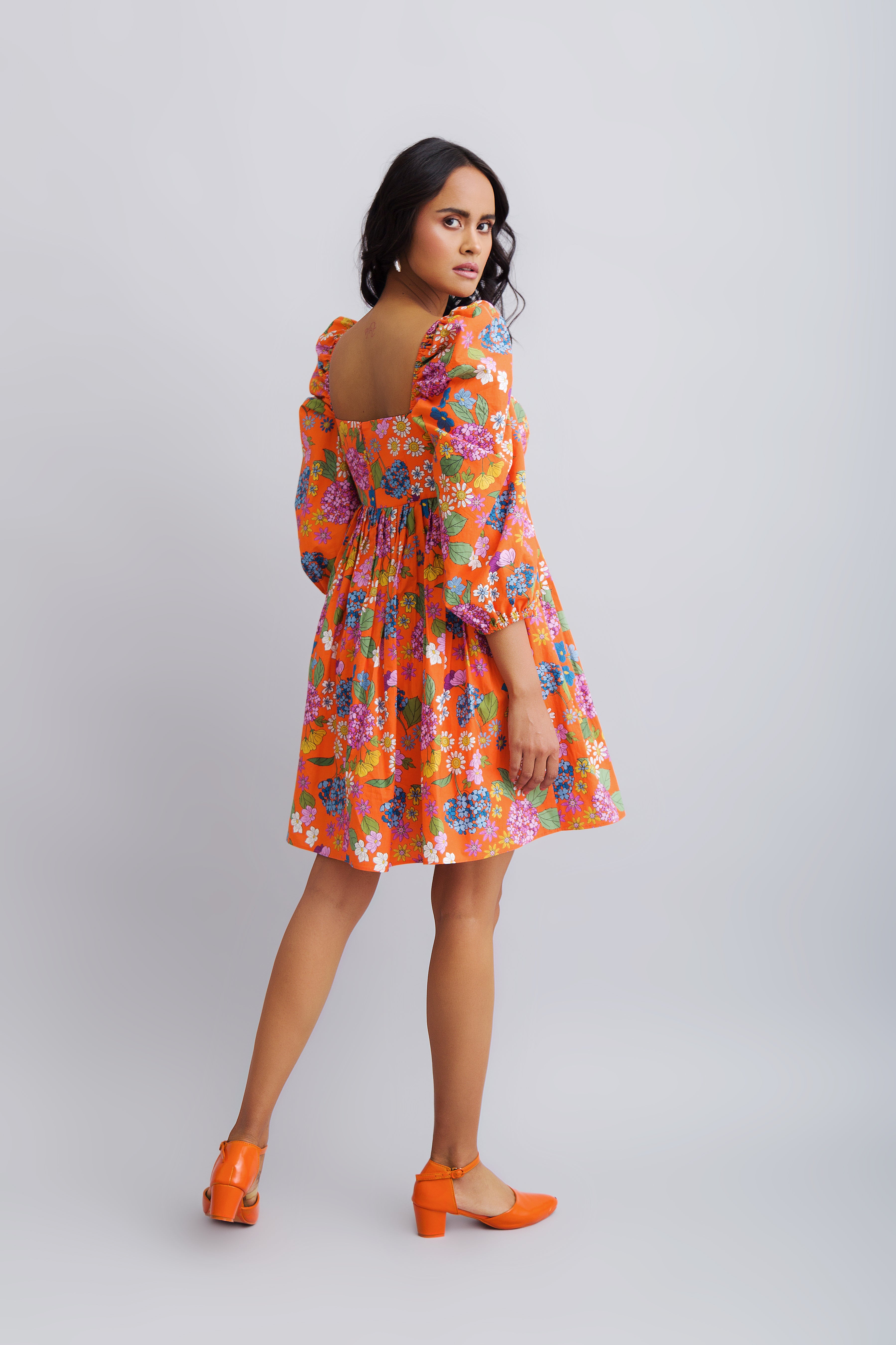 floral puff sleeve dress
