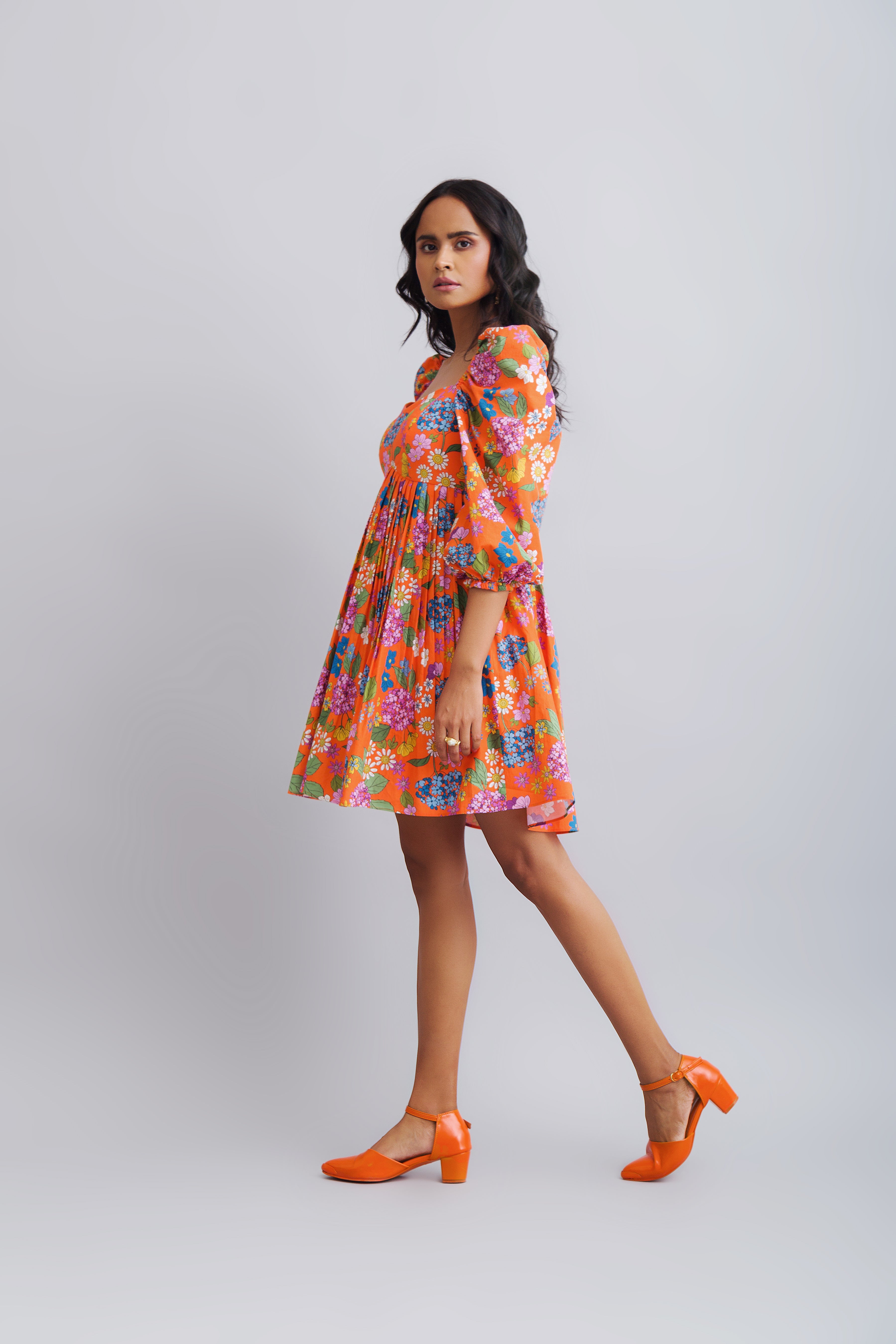 floral puff sleeve dress