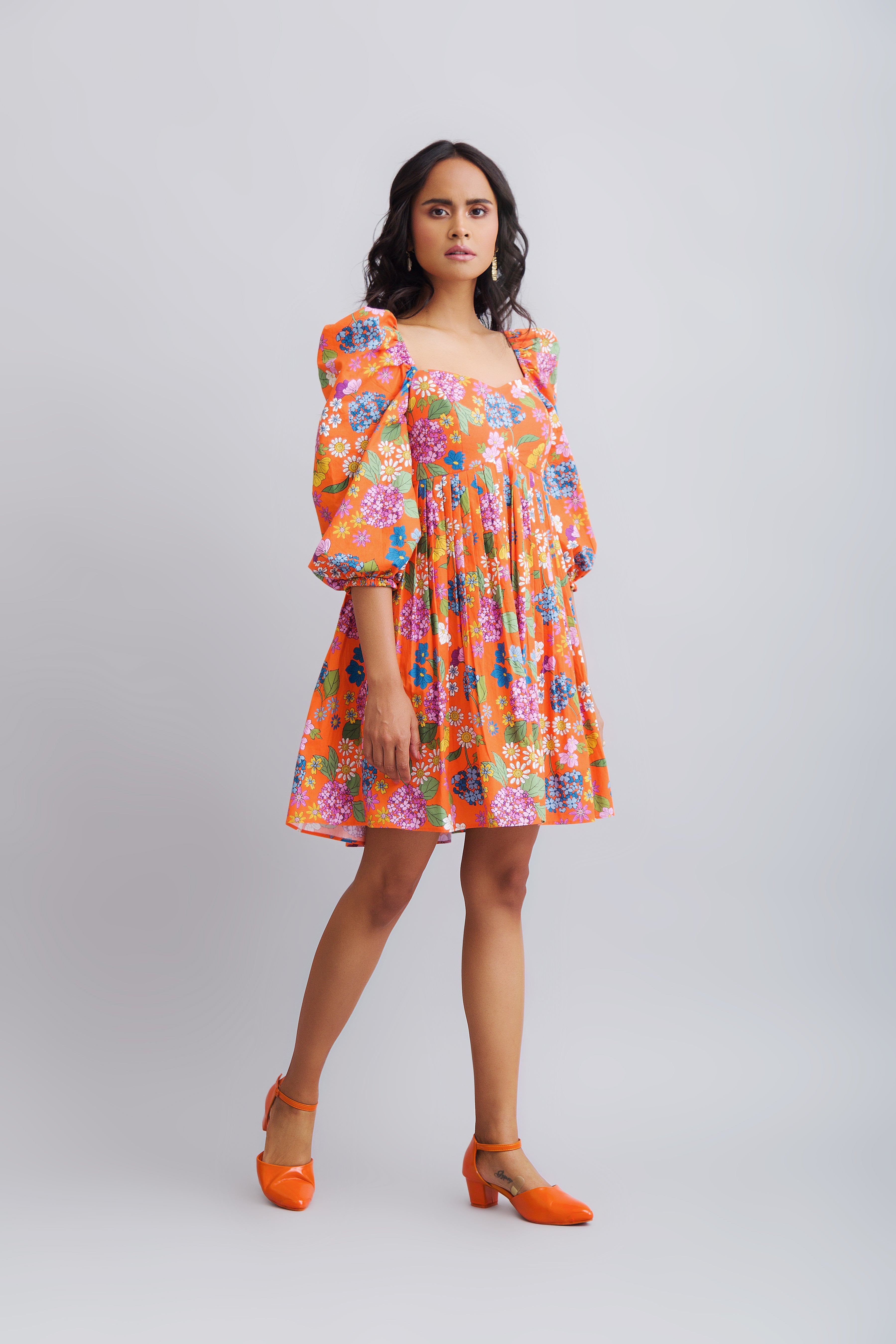 floral puff sleeve dress