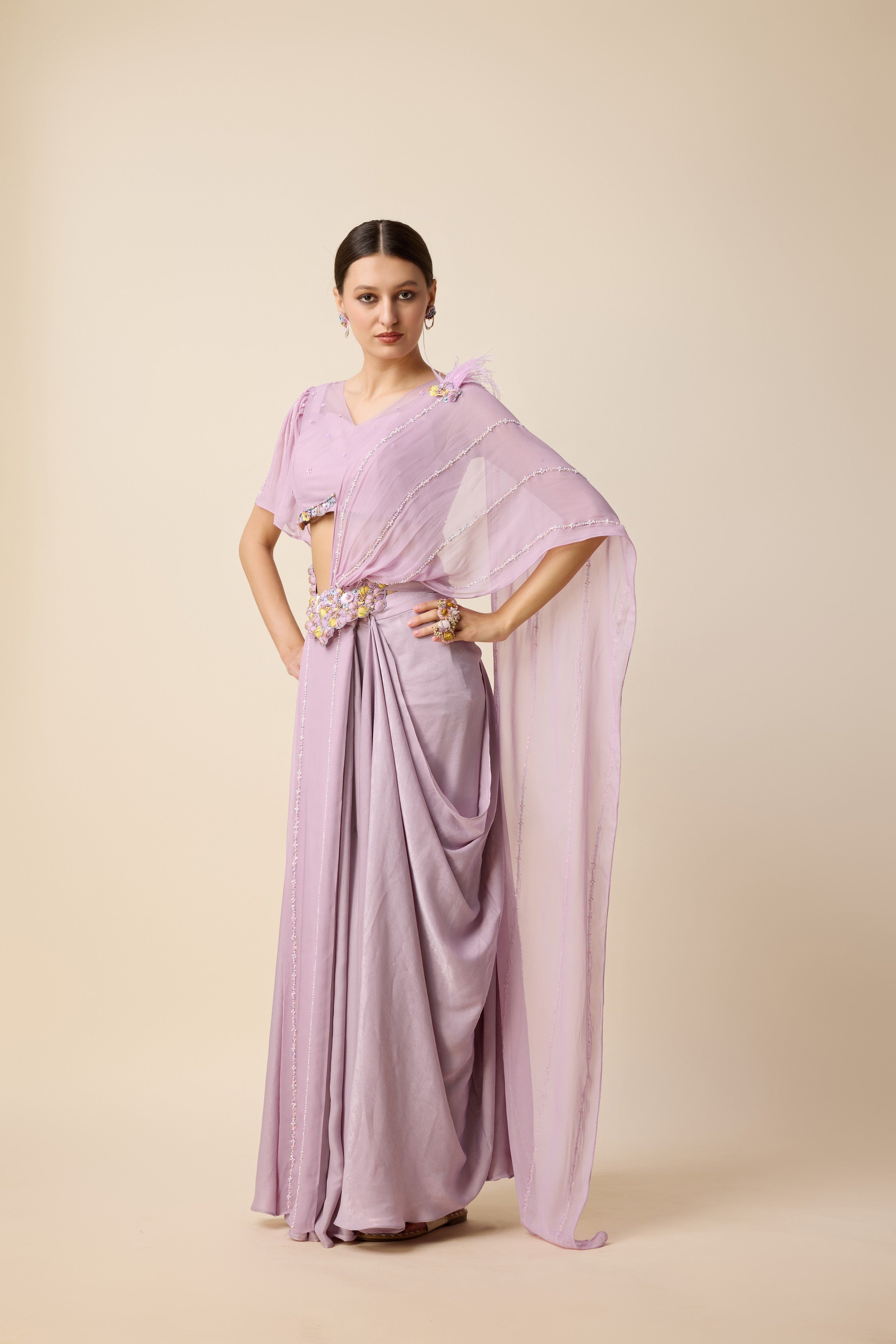 READY SAREE CONCEPT WITH DETACHABLE PALLU AND A BLOUSE.