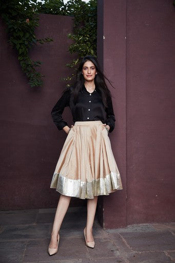 Beige Silk Skirt