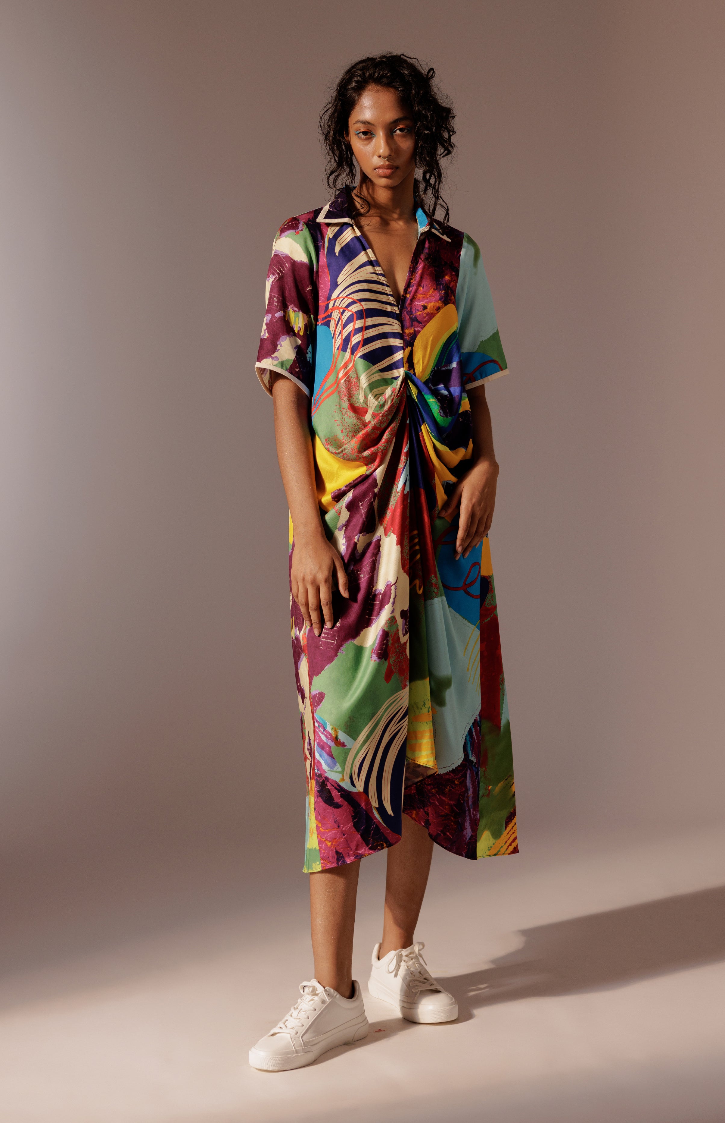 Calypso Draped Shirt Dress