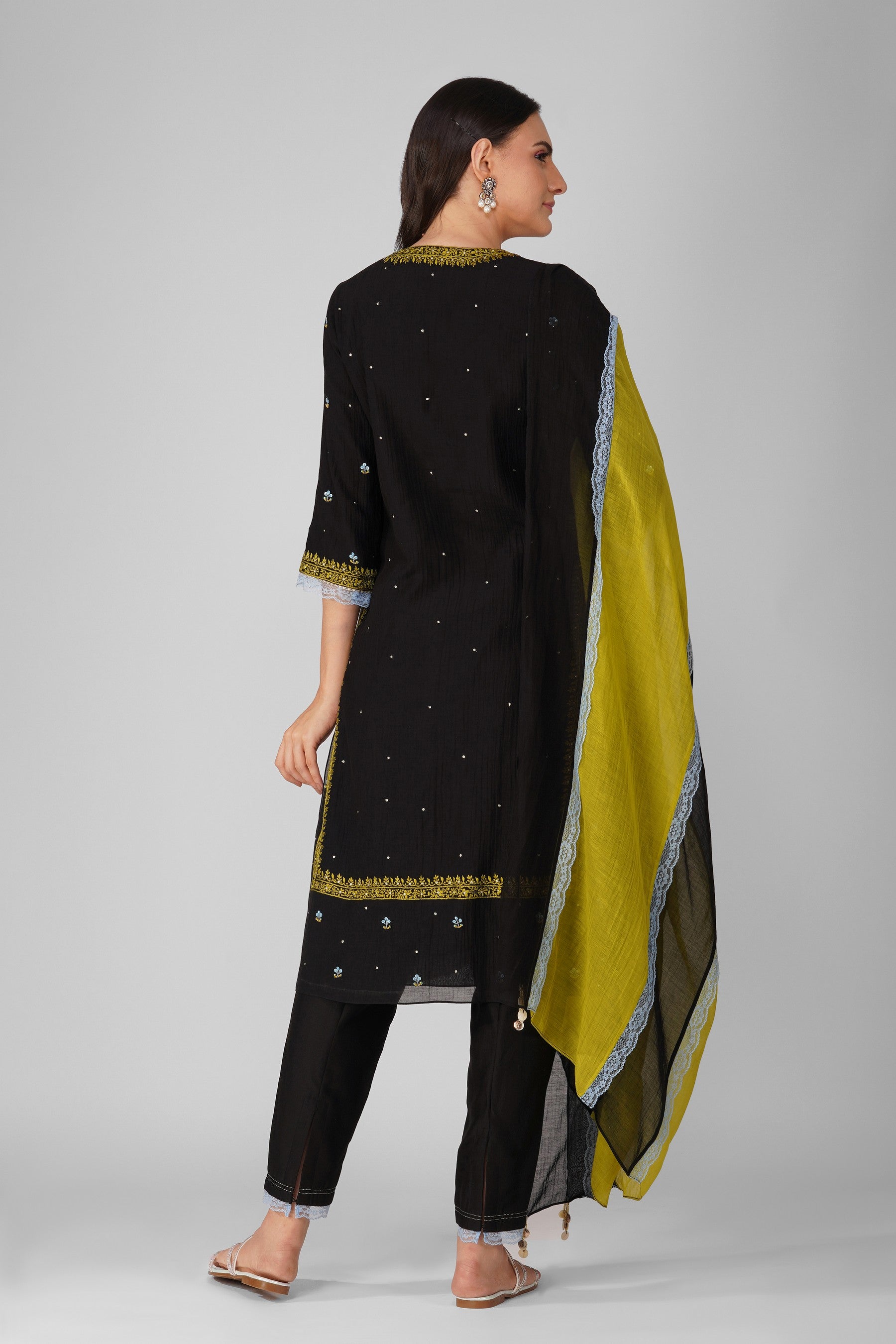 Cosmic flower Black Kurta set