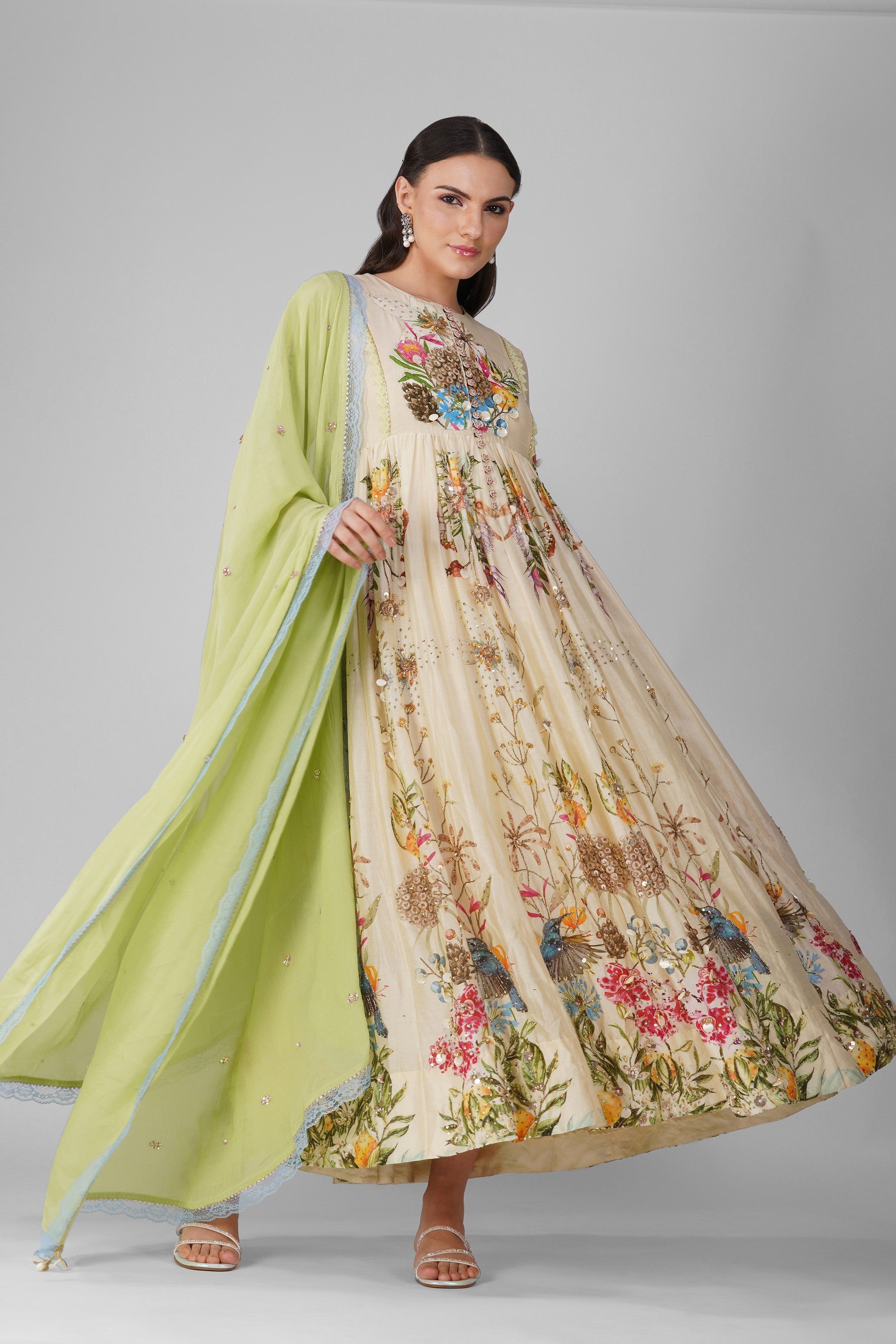 Sky Garden Printed Anarkali Set