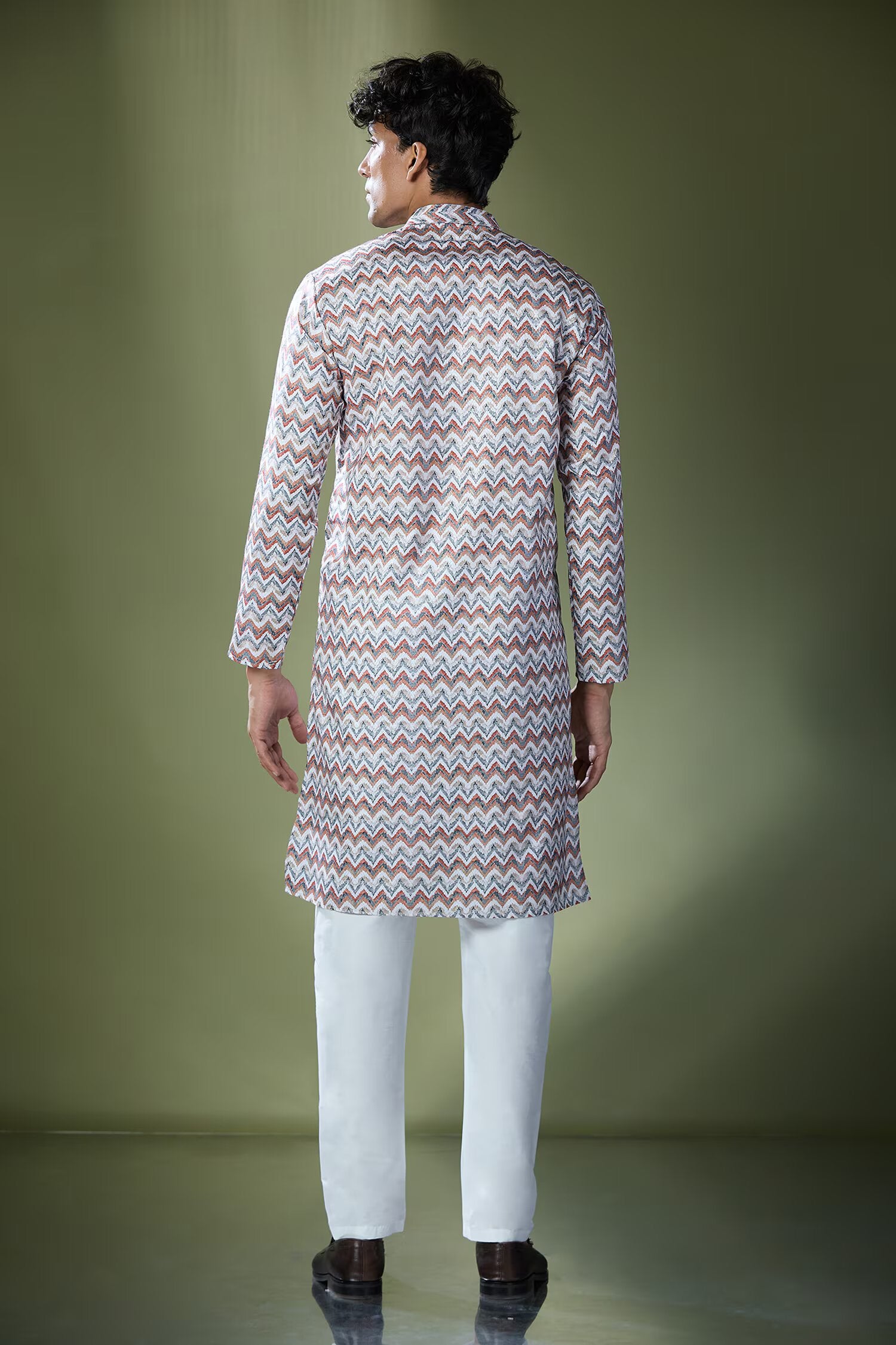 Multi Coloured Chevron Printed Kurta Set