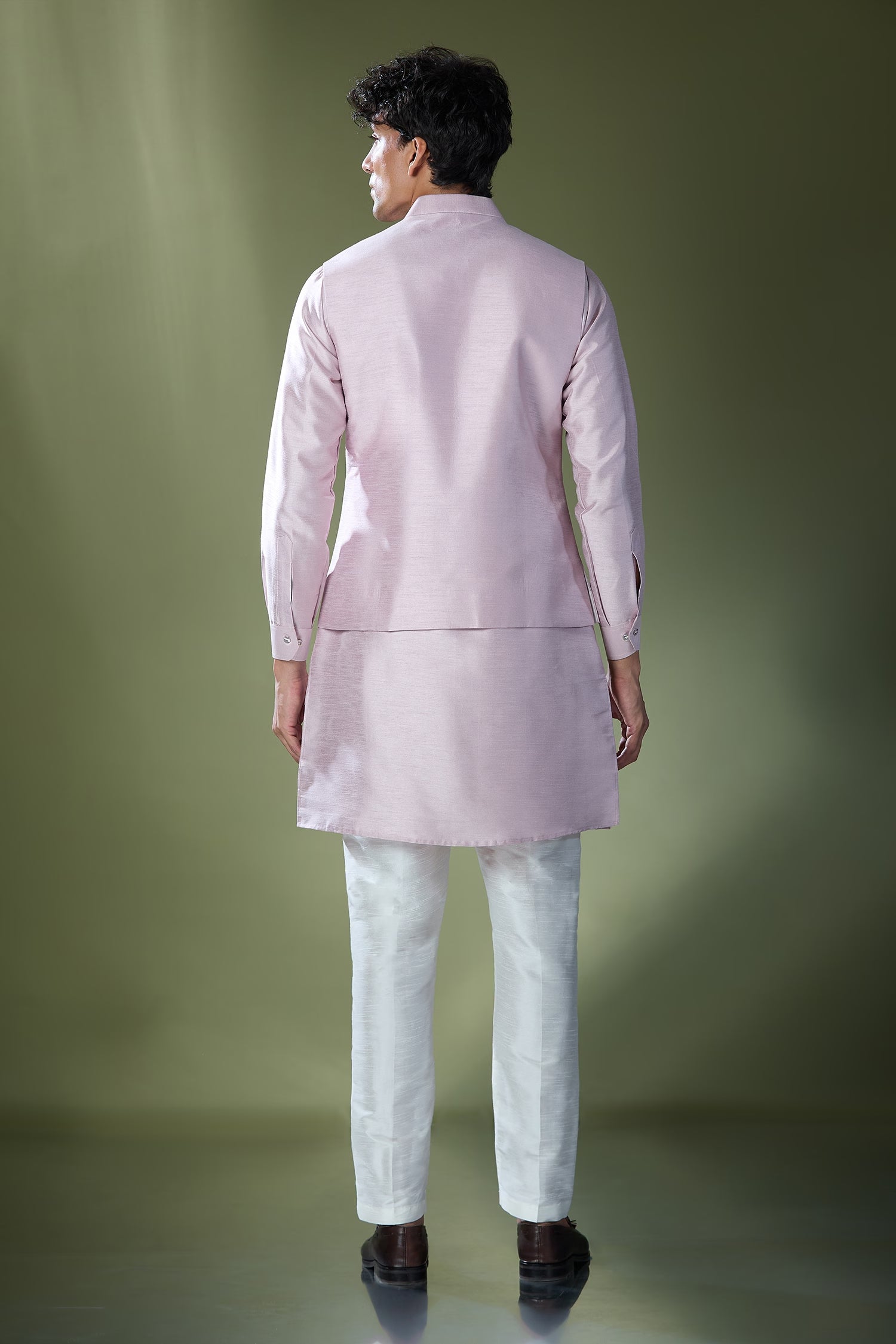 Lilac Embroidered Kurta-Jacket Set