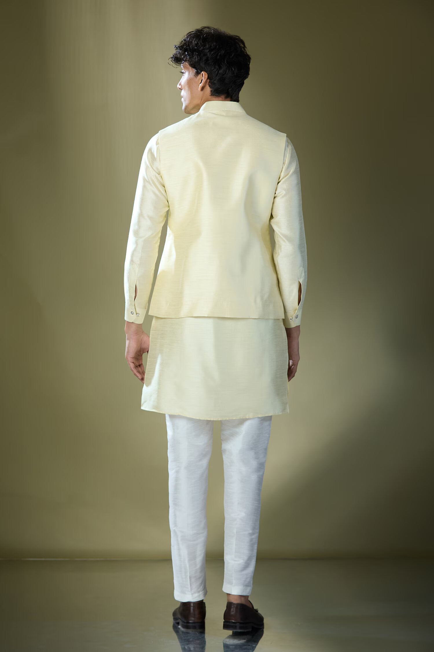 Parrot Green Embroidered Kurta-Jacket Set