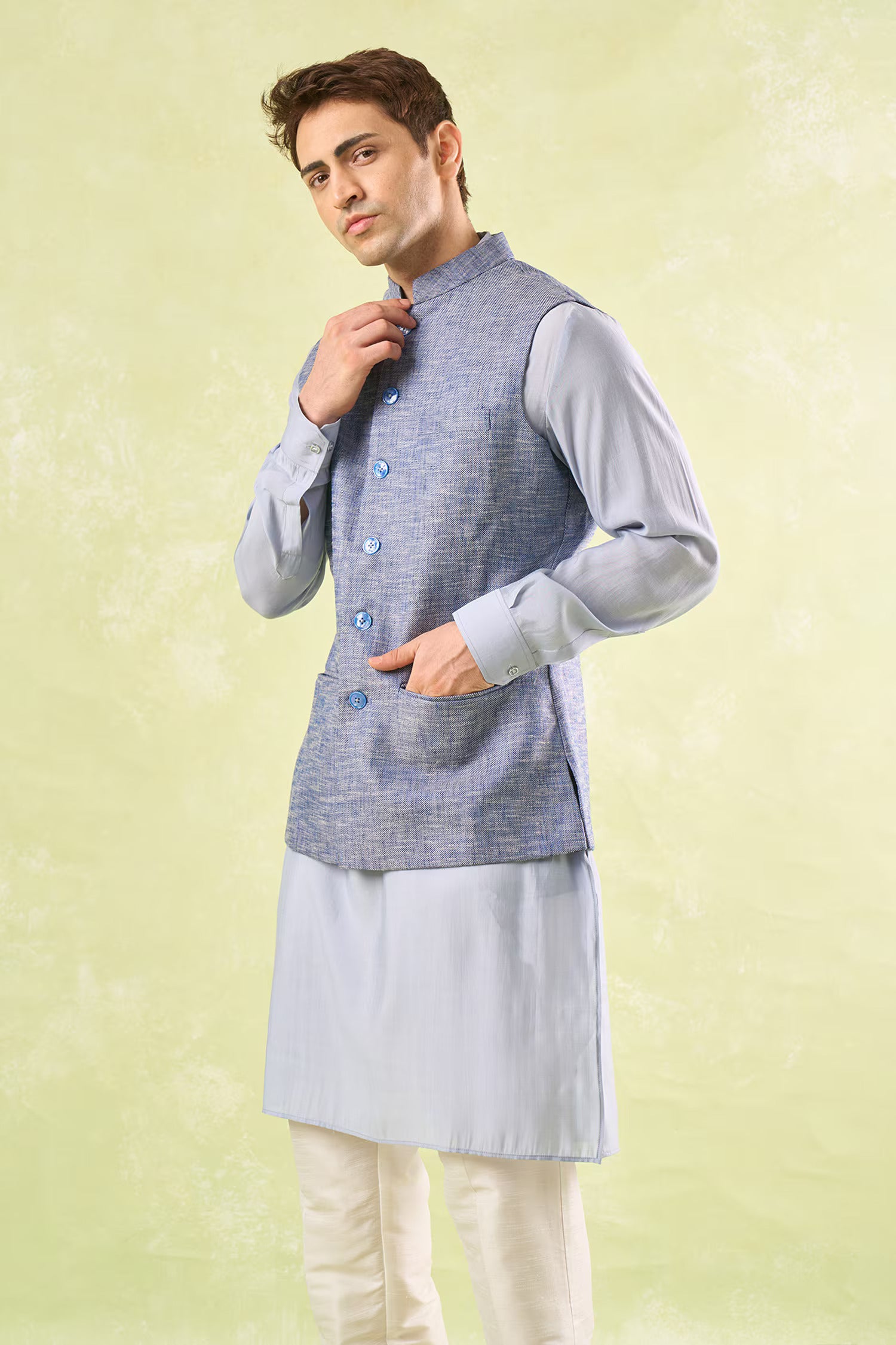 Blue Tweed Textured Jacket