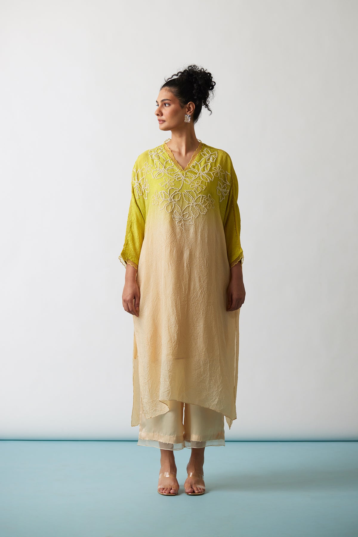 Citrene Ombre Crushed silk Kaftan set