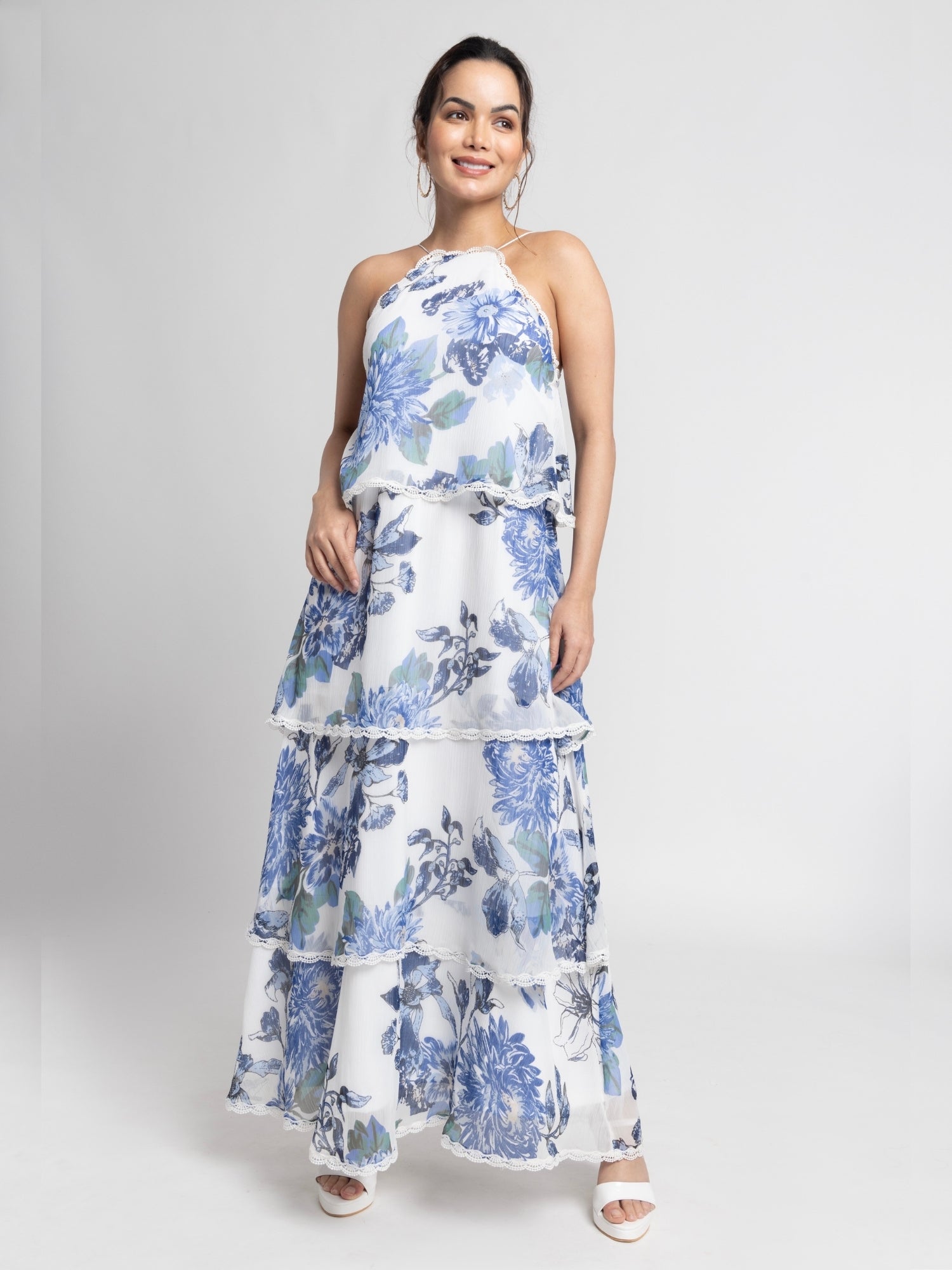 Serene Floral Layered Maxi Dress