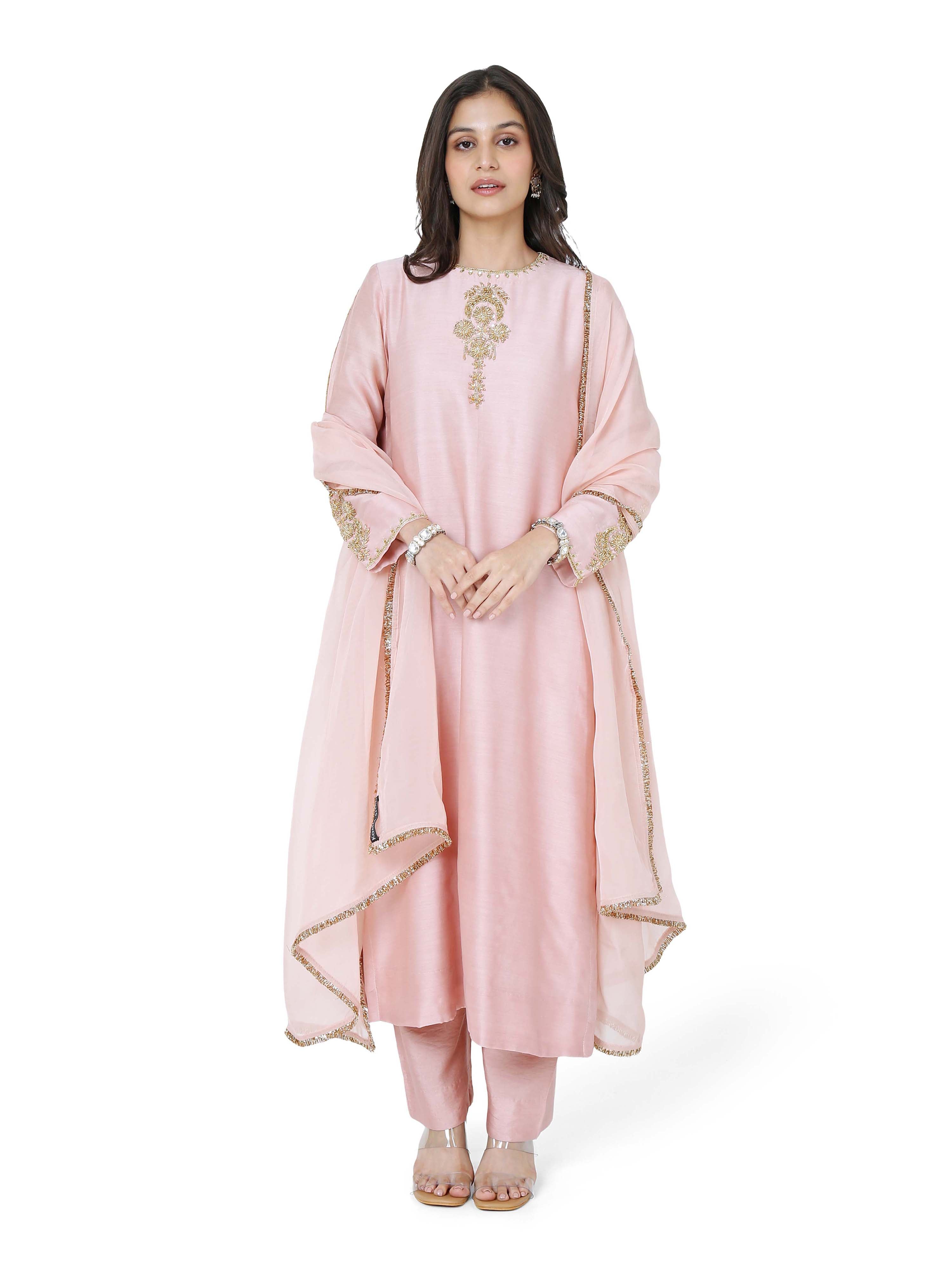 Pink stright kurta