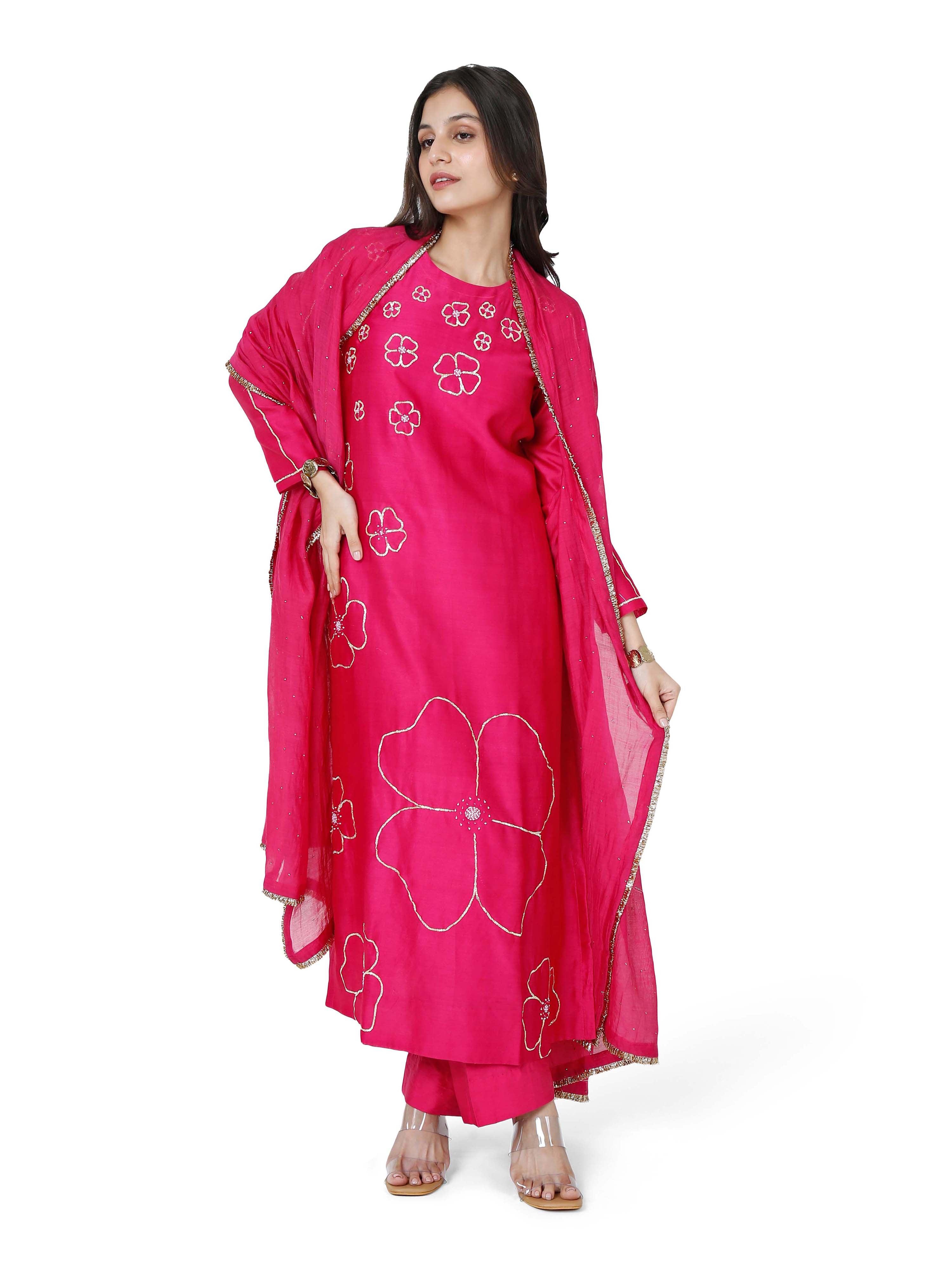 Pink stright kurta