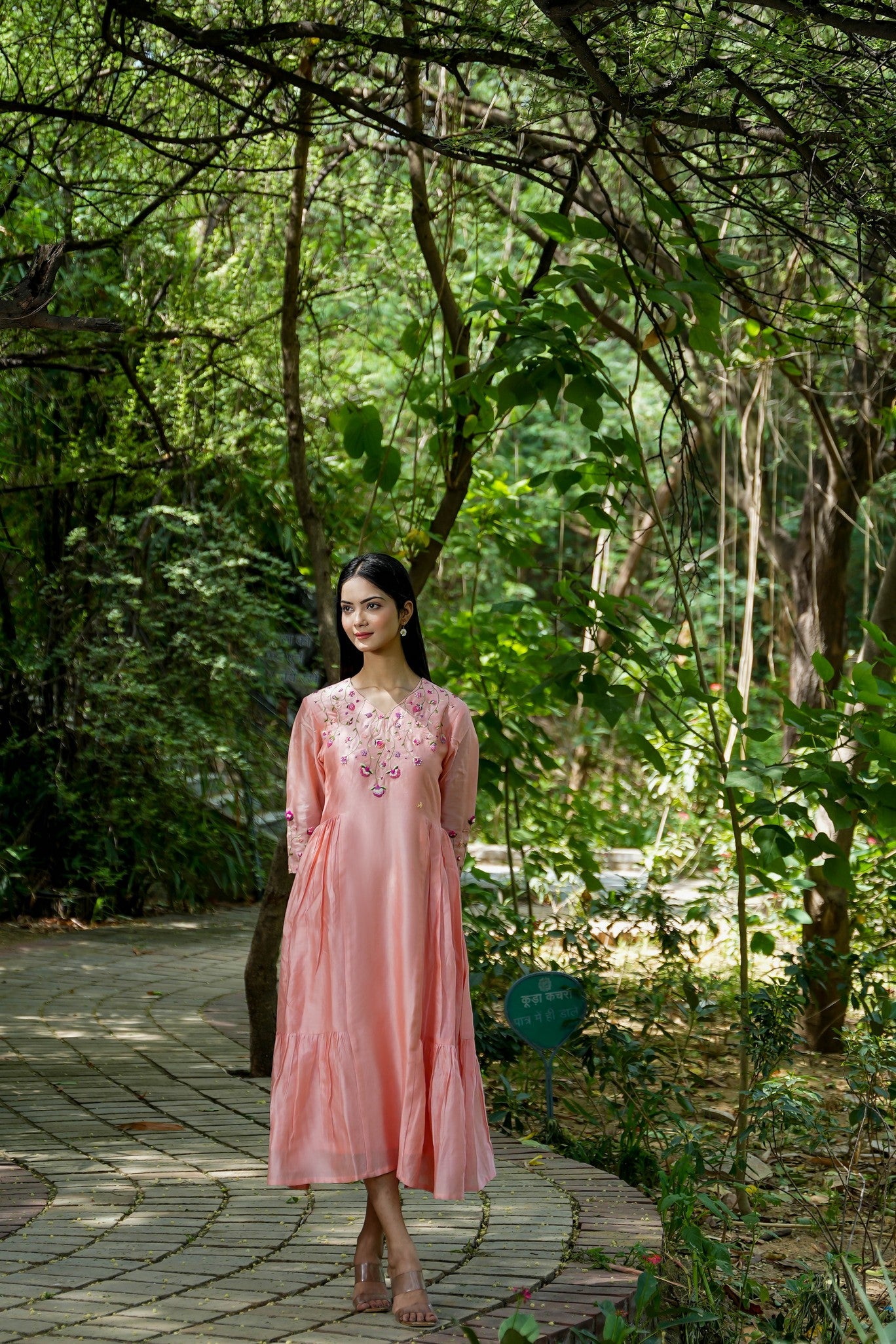 Peach midi dress