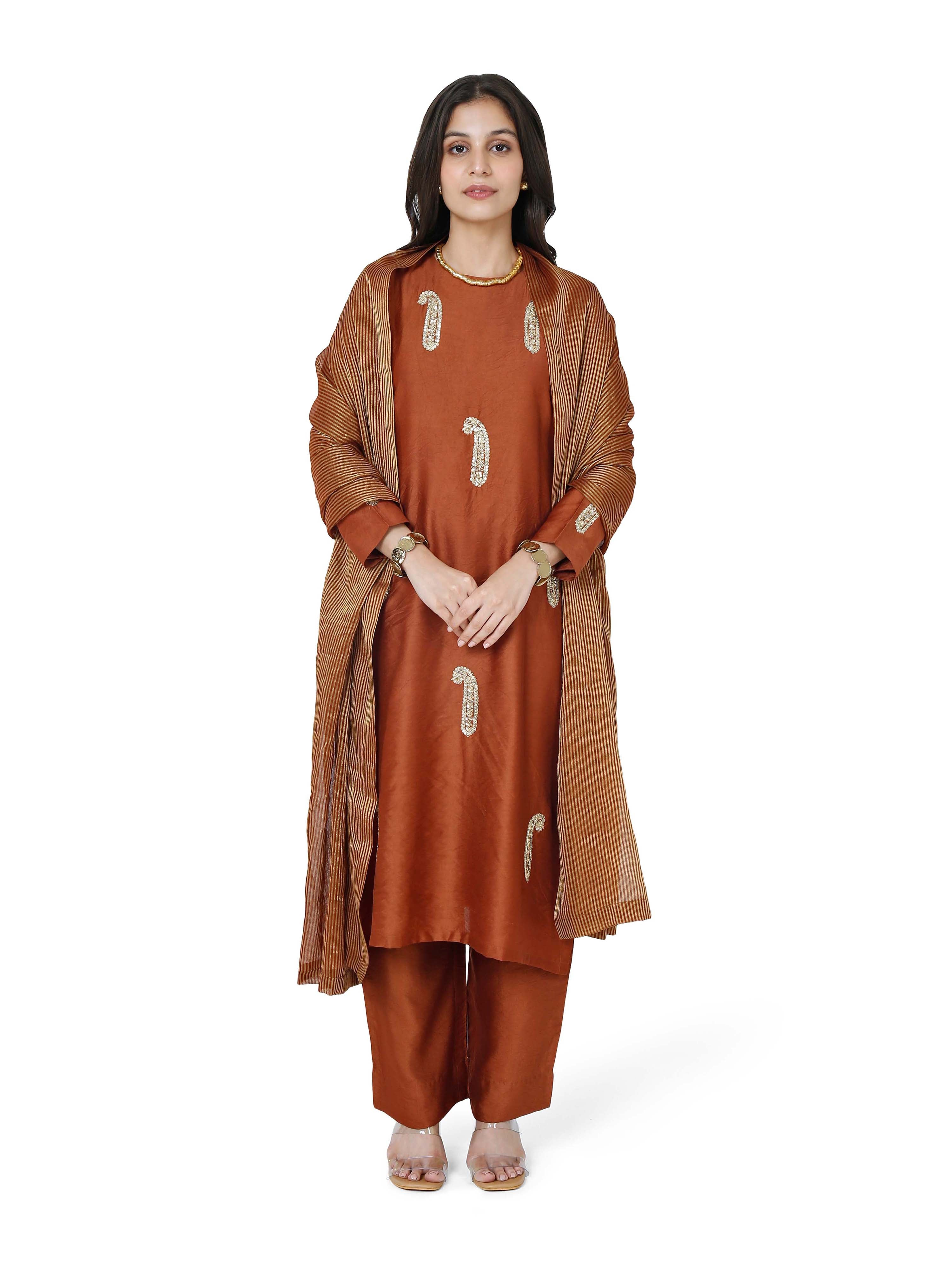 Chocolate Brown Straight Kurta Set