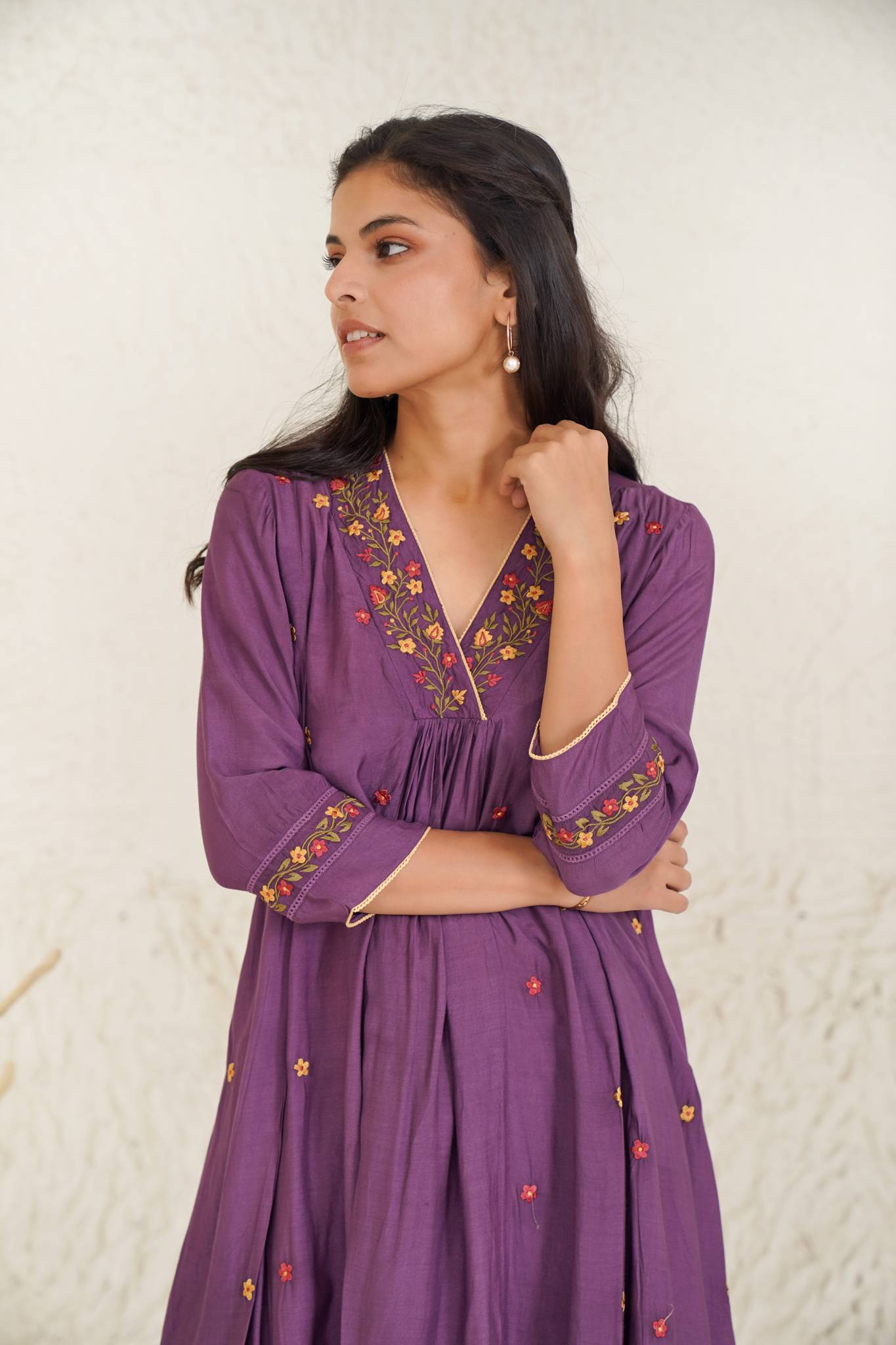 Wine Daisy Kurta