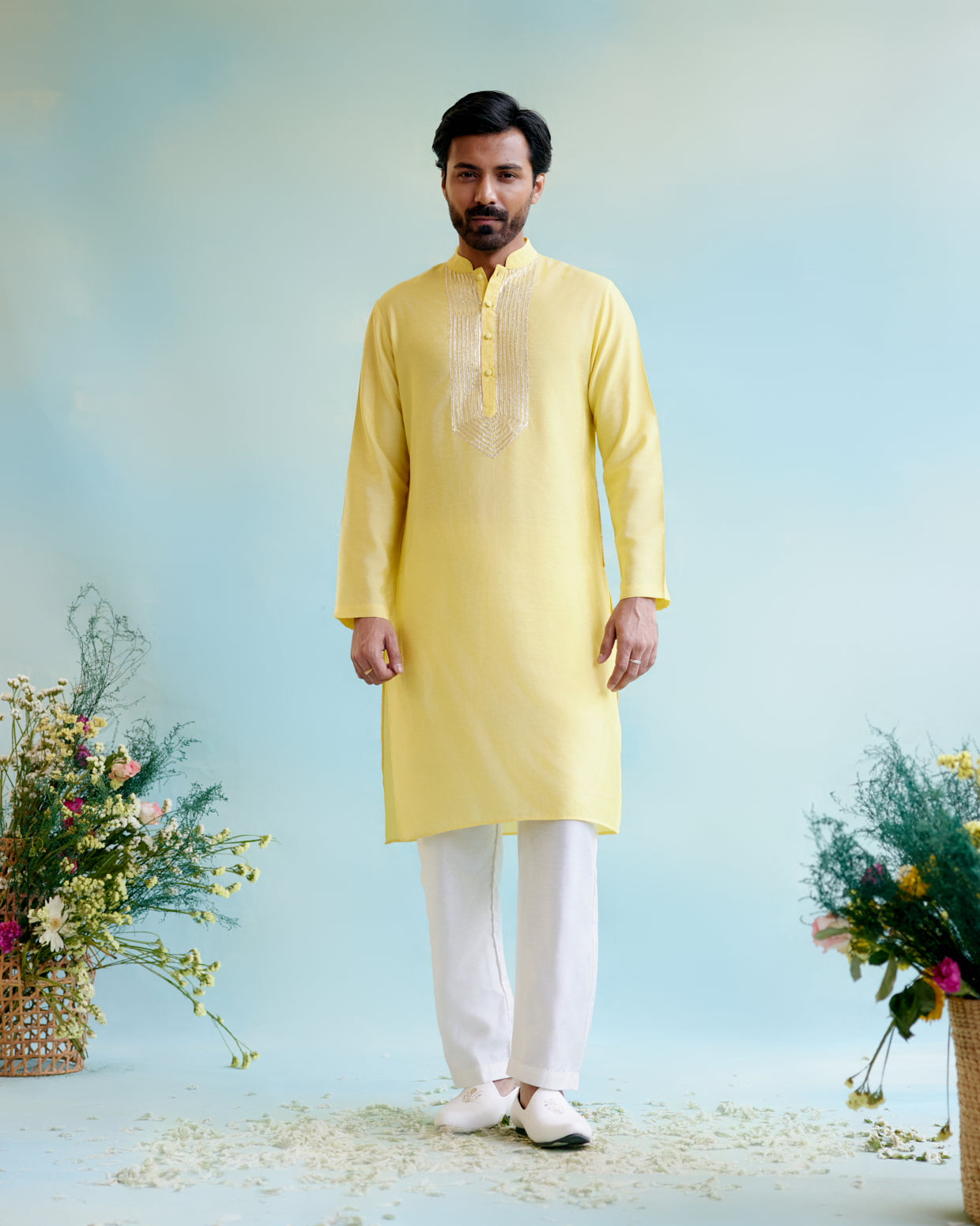 Sunshine Glow Chanderi Gota Kurta with Chanderi Narrow Pants