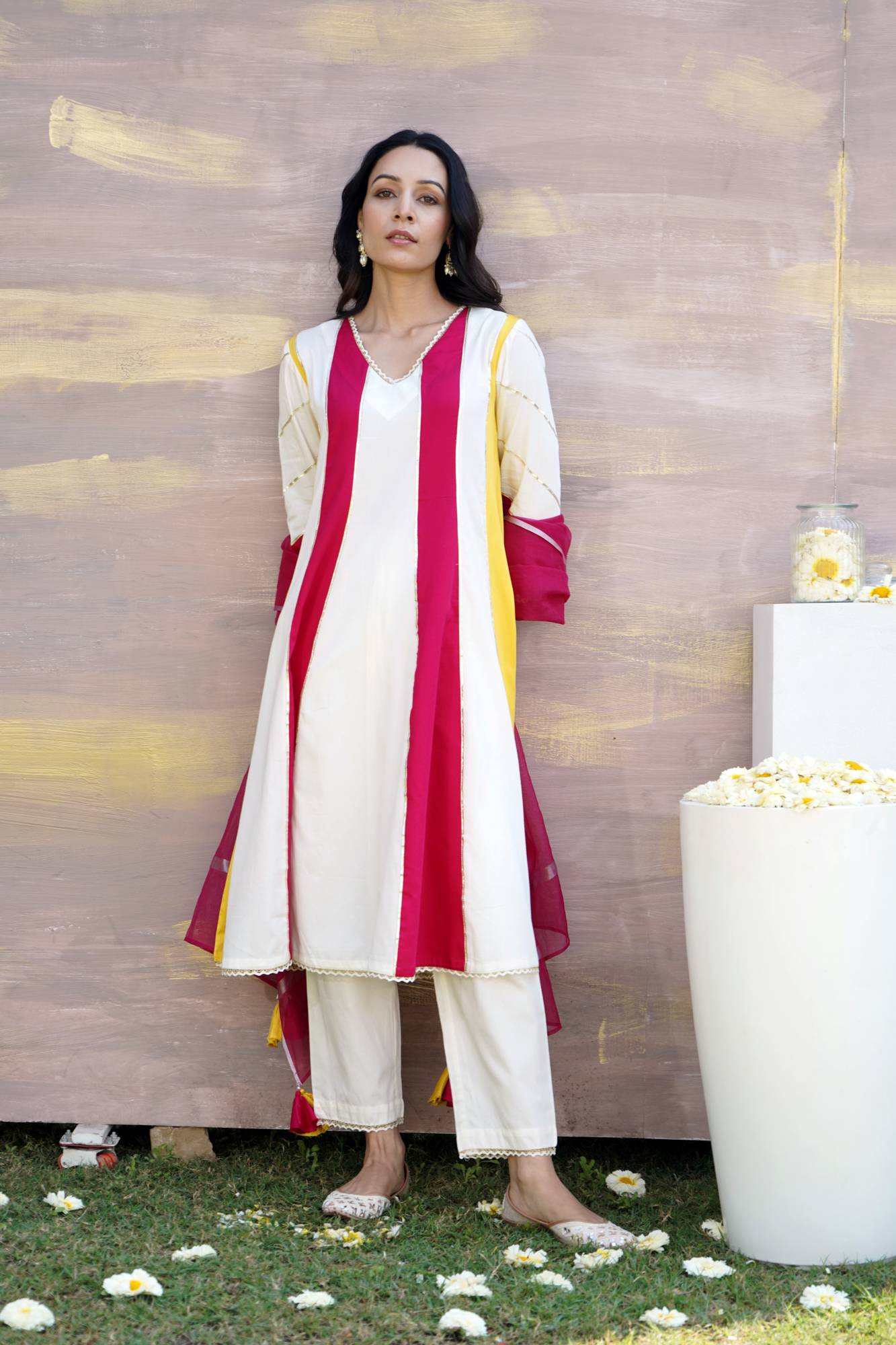 Sunflower Fuchsia Anarkali with Narrow Pants