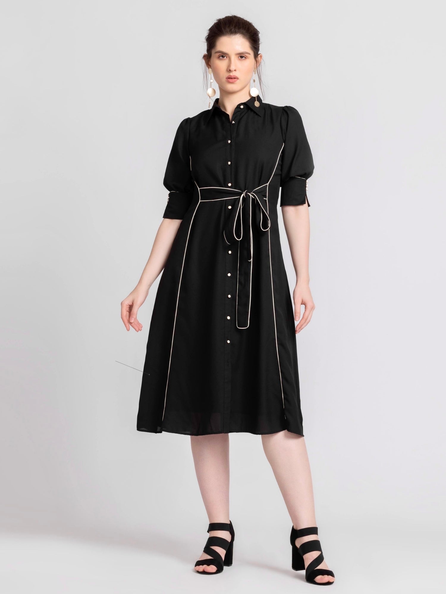 Noir Elegance Midi Dress