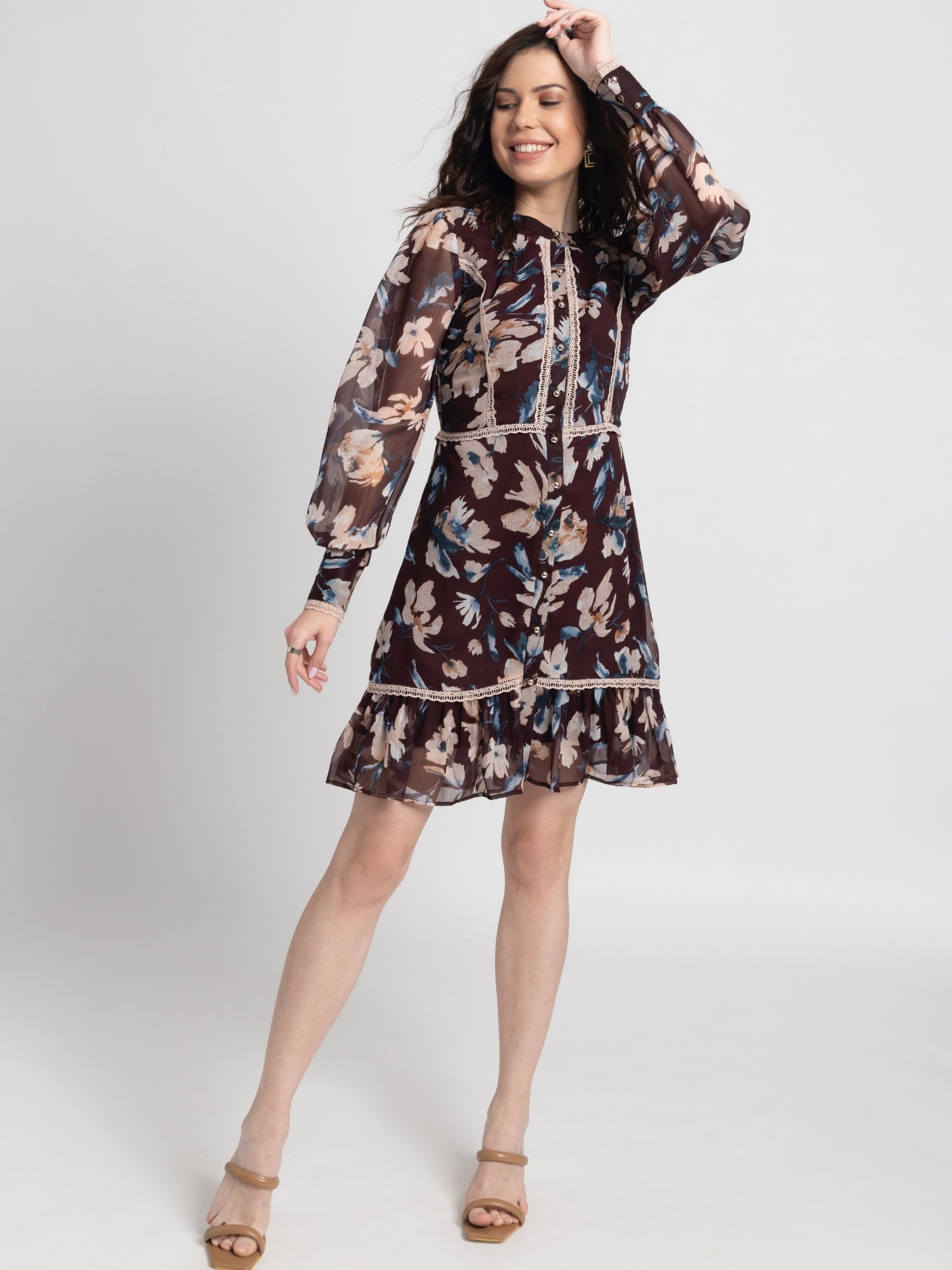 Russet Bloom Mini Dress