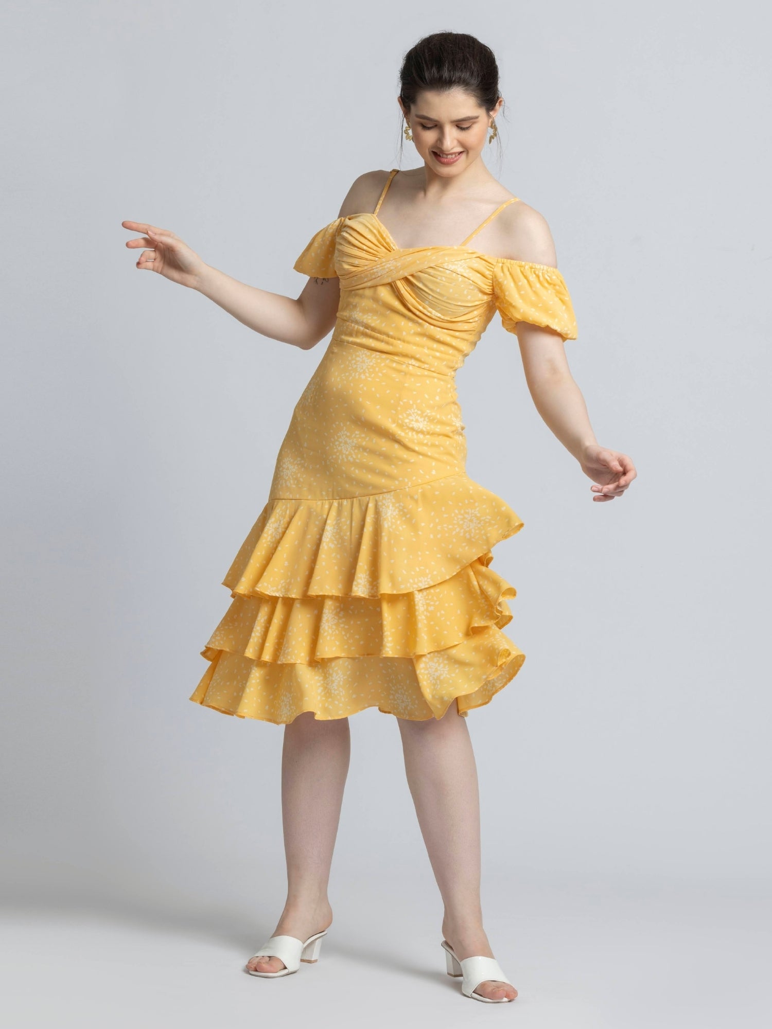 Sunlit Marigold Midi Dress