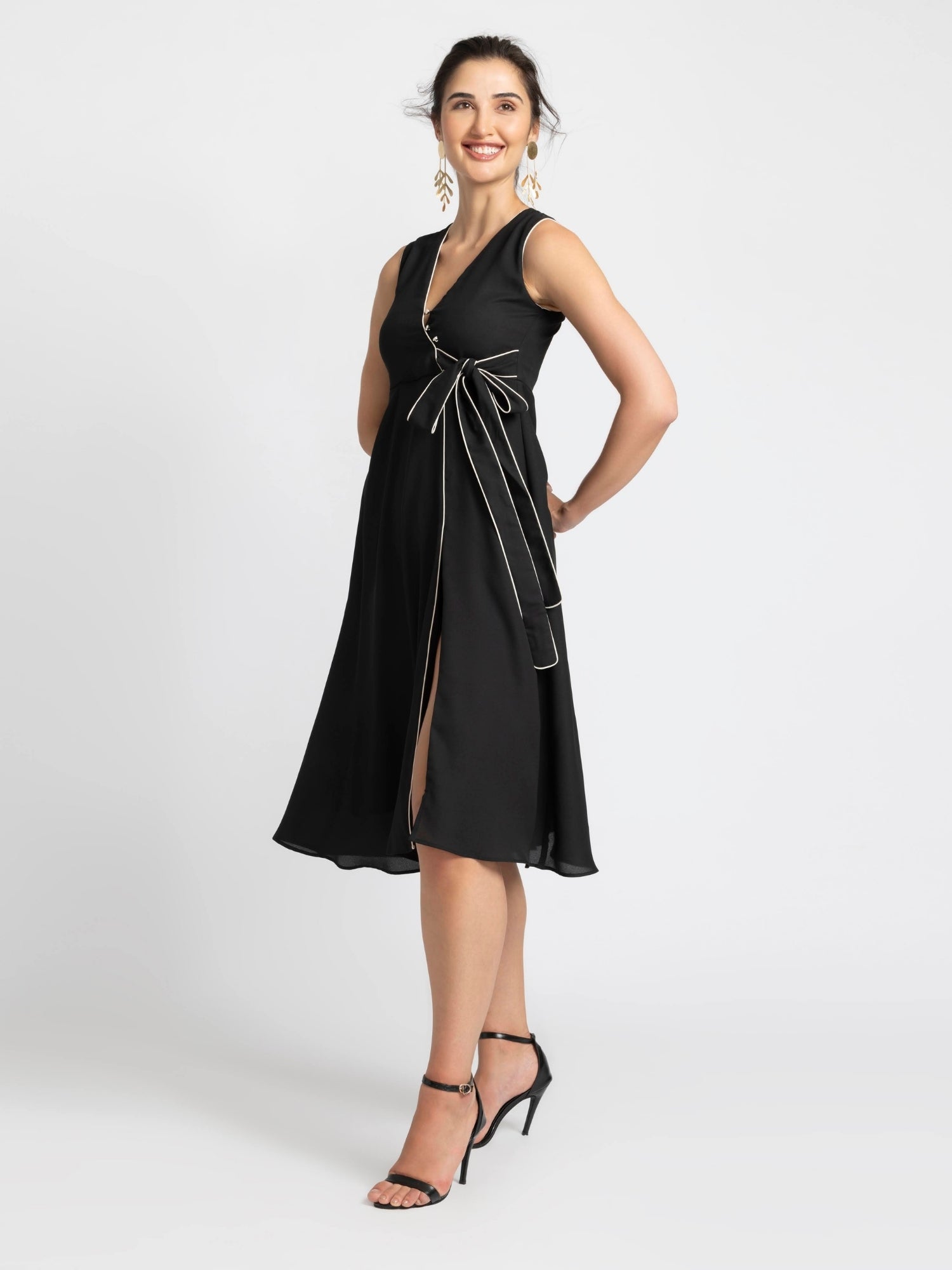 Noir Allure Midi Dress