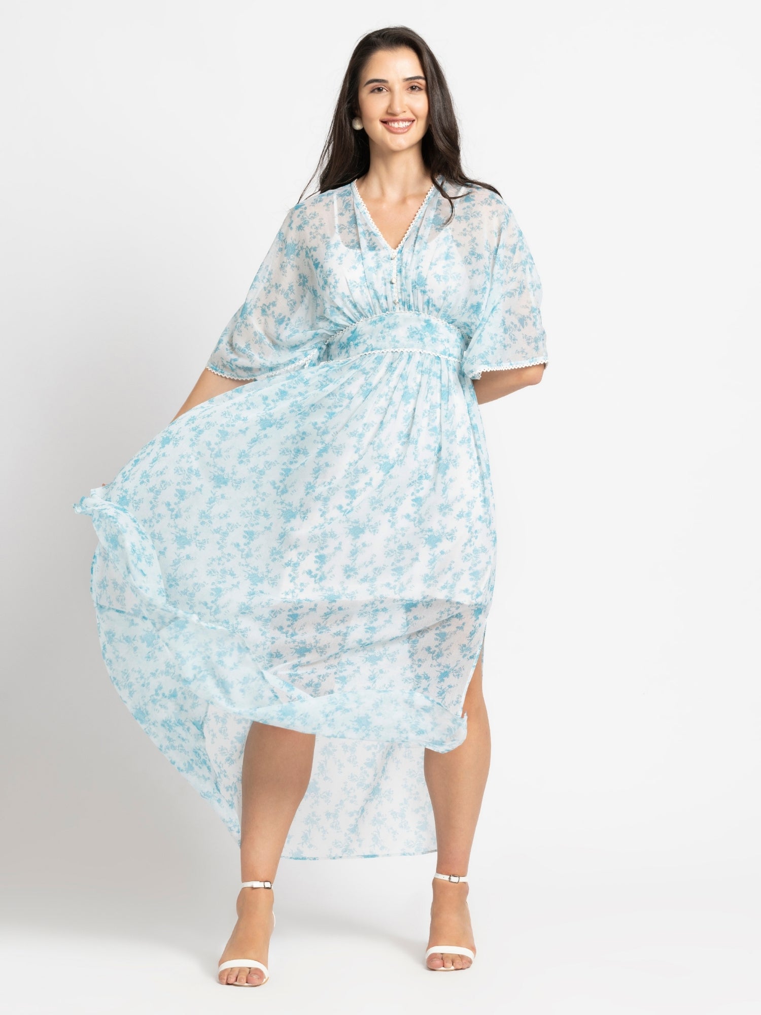 Azure Breeze Flowy Maxi Dress