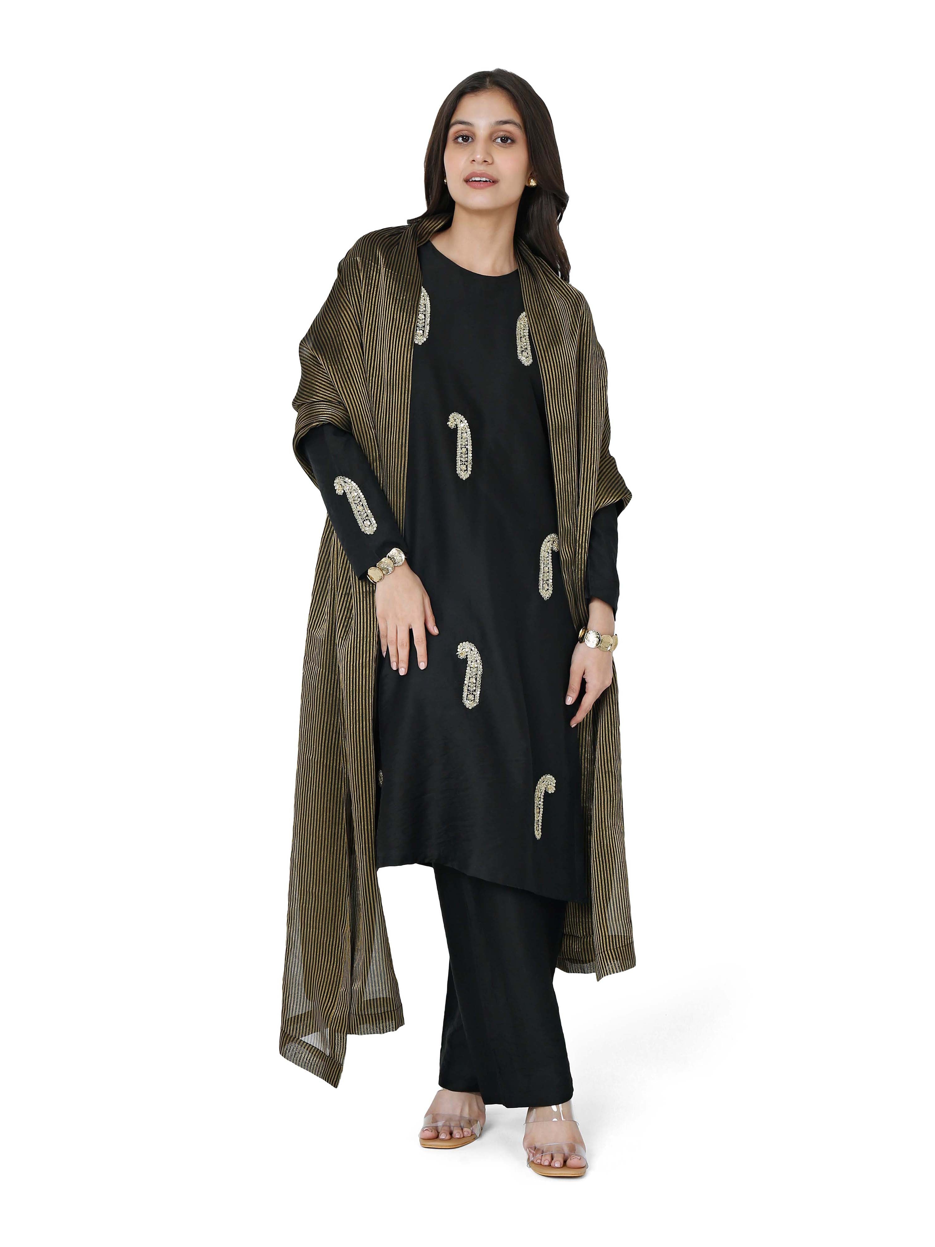 Black Straight Kurta Set