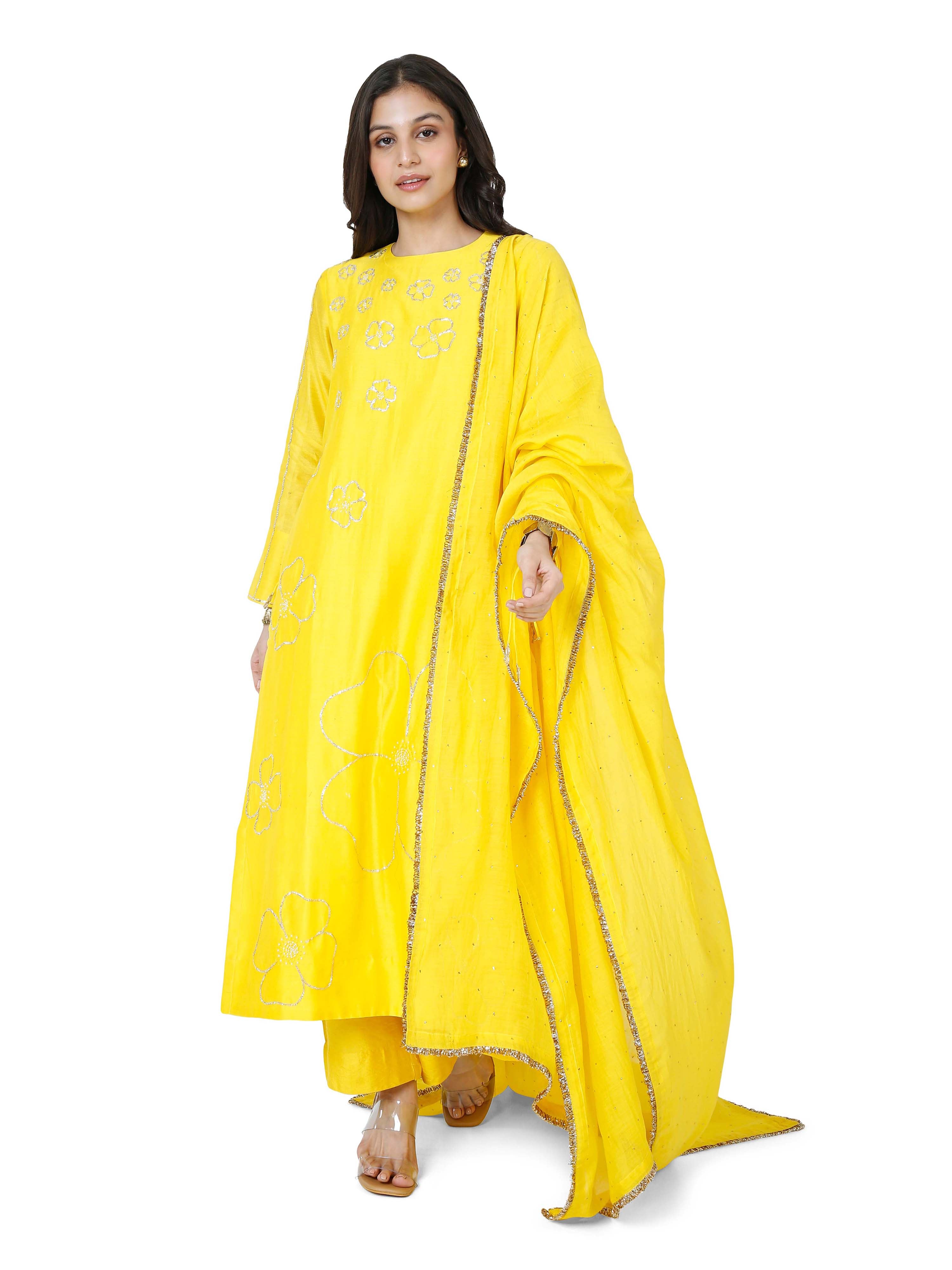 Yellow stright kurta