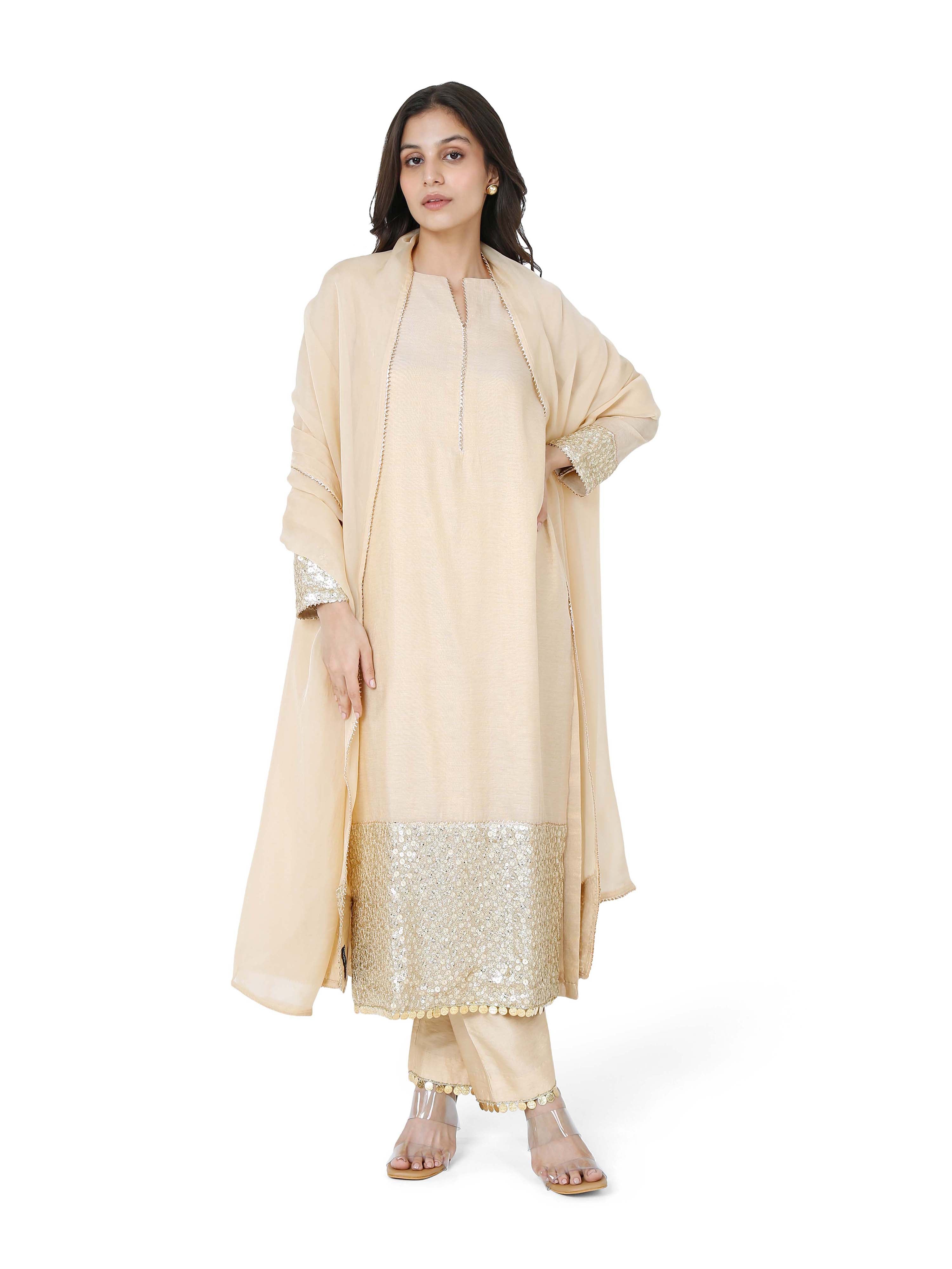 Gold stright kurta