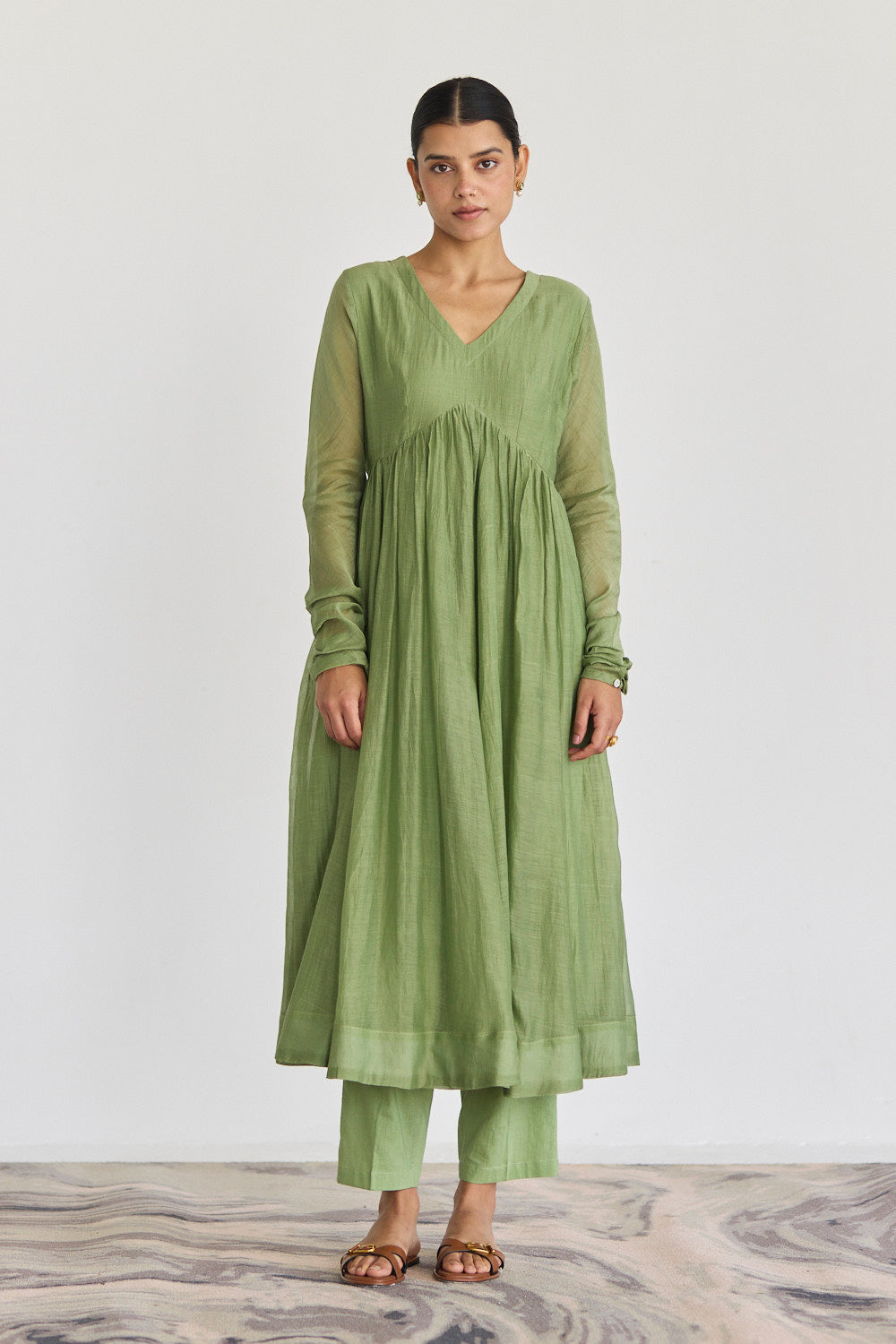 BOUGAINVILLEA SAGE GREEN ANARKALI