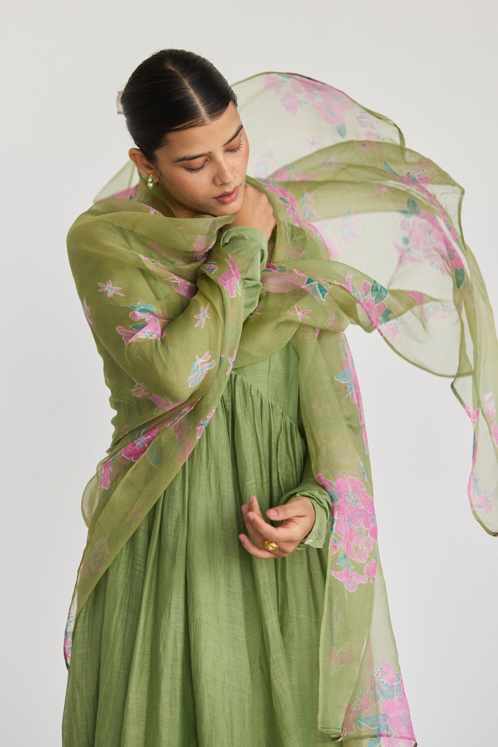 BOUGAINVILLEA SAGE GREEN ANARKALI