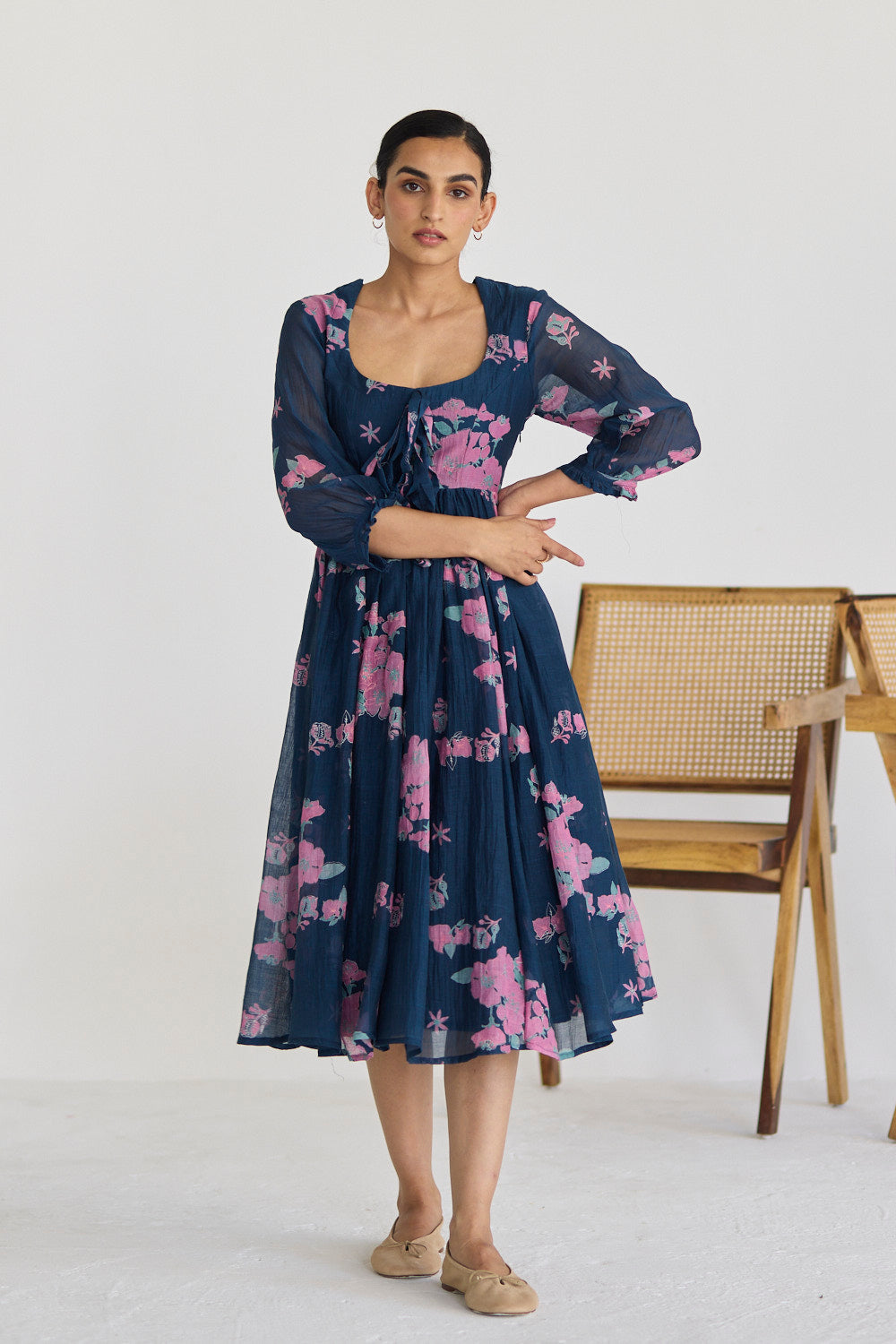 MIDNIGHT BLUE BOUGAINVILLEA DRESS